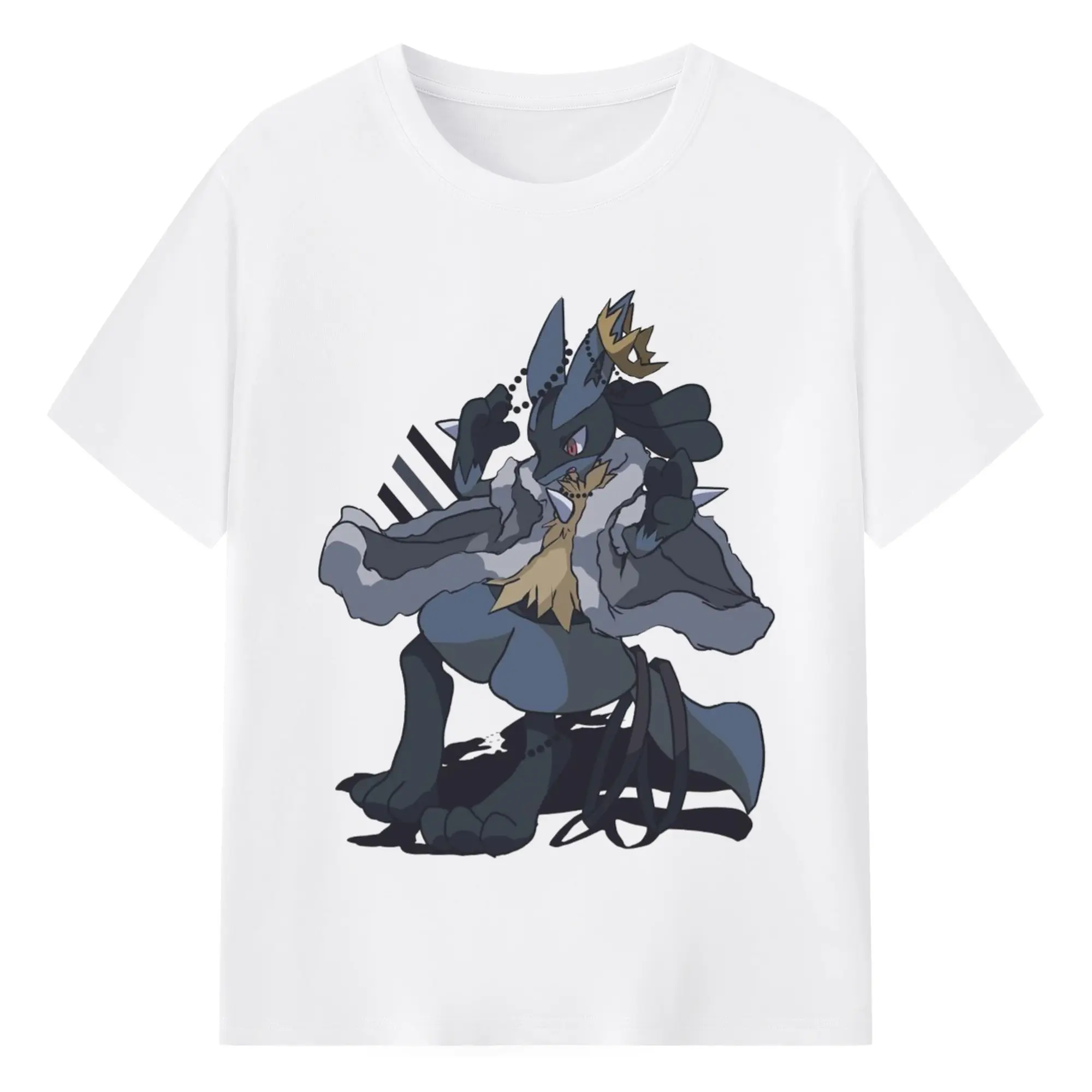 Pokemon Lucario graphic t shirt - 180g Cotton T-Shirt With Front Heat Transfer Print – Soft, Lightweight, Fitted Design – Comfortable Casual Wear For Sports & Everyday Use