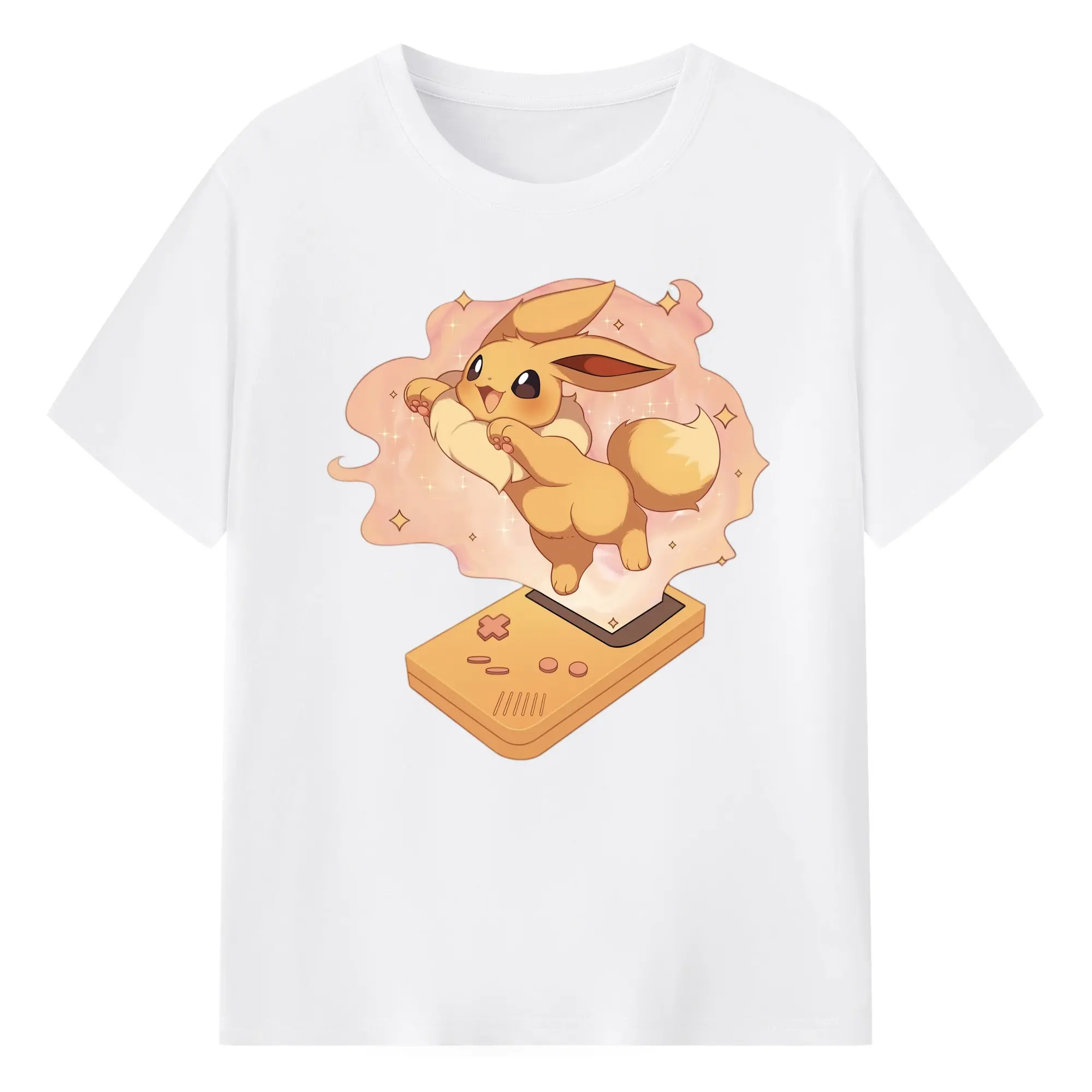 Eevee graphic t-shirt - 180g Cotton T-Shirt With Front Heat Transfer Print – Soft, Lightweight, Fitted Design – Comfortable Casual Wear For Sports & Everyday Use