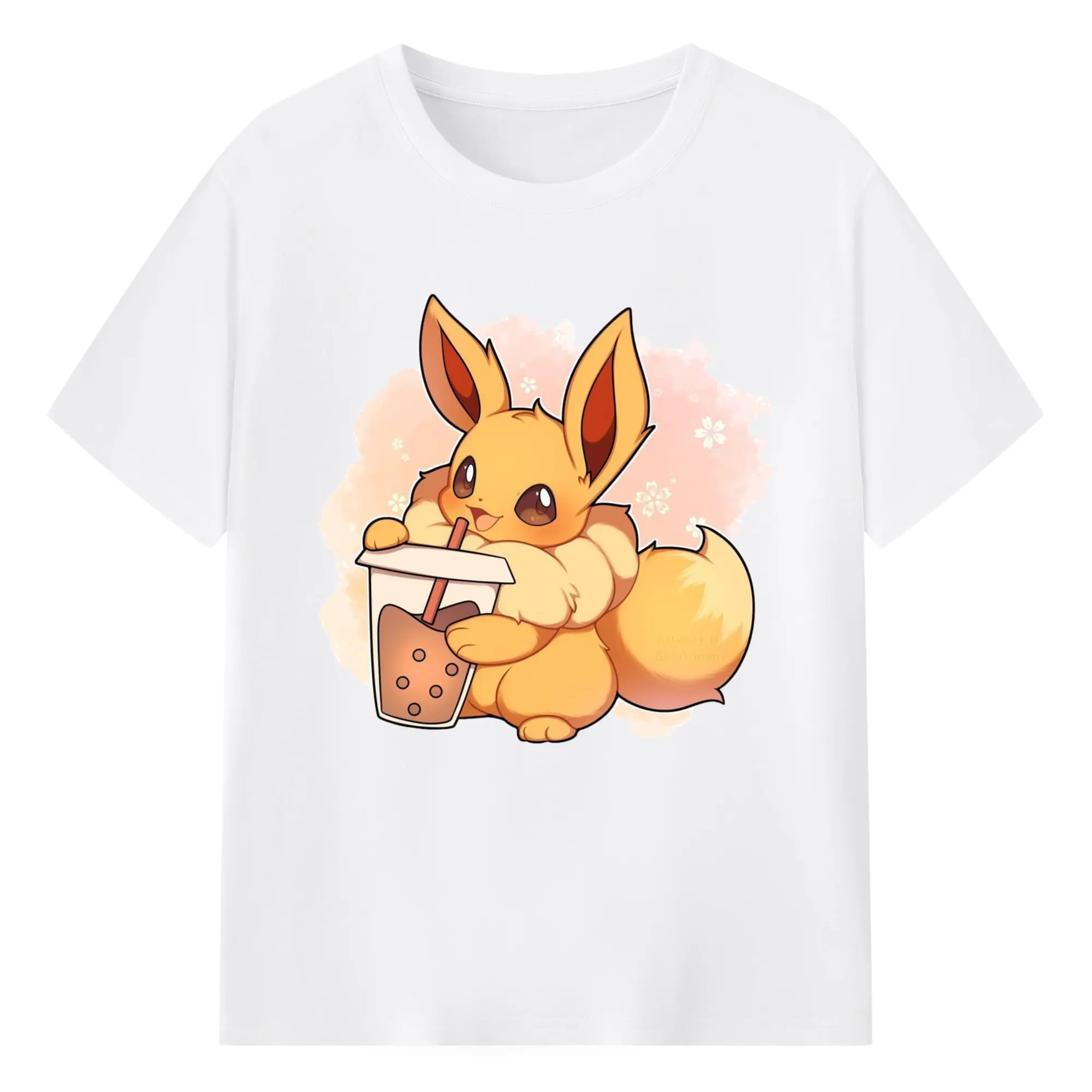 Gril pokemon eevee t-shirt - 180g Cotton T-Shirt With Front Heat Transfer Print – Soft, Lightweight, Fitted Design – Comfortable Casual Wear For Sports & Everyday Use
