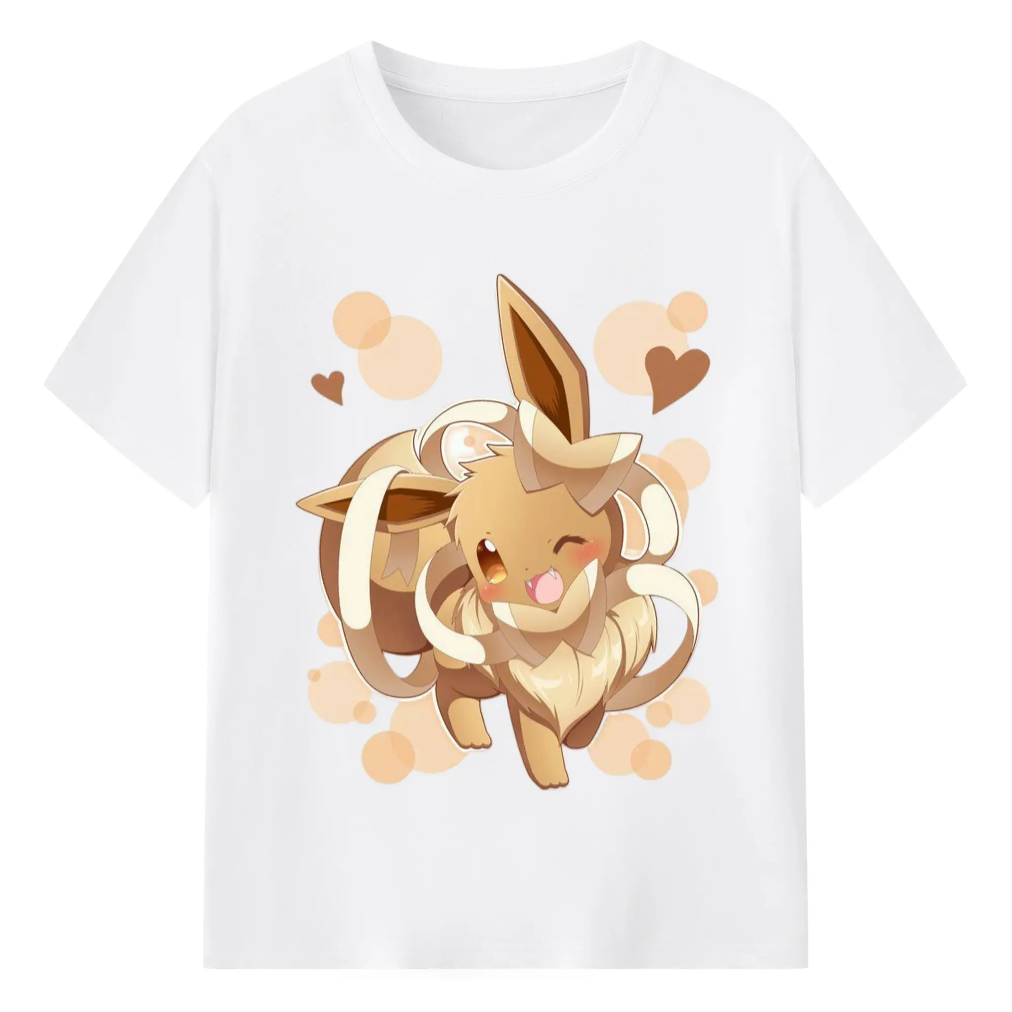 Pokemon Eevee Costume T-Shirt - 180g Cotton T-Shirt With Front Heat Transfer Print – Soft, Lightweight, Fitted Design – Comfortable Casual Wear For Sports & Everyday Use