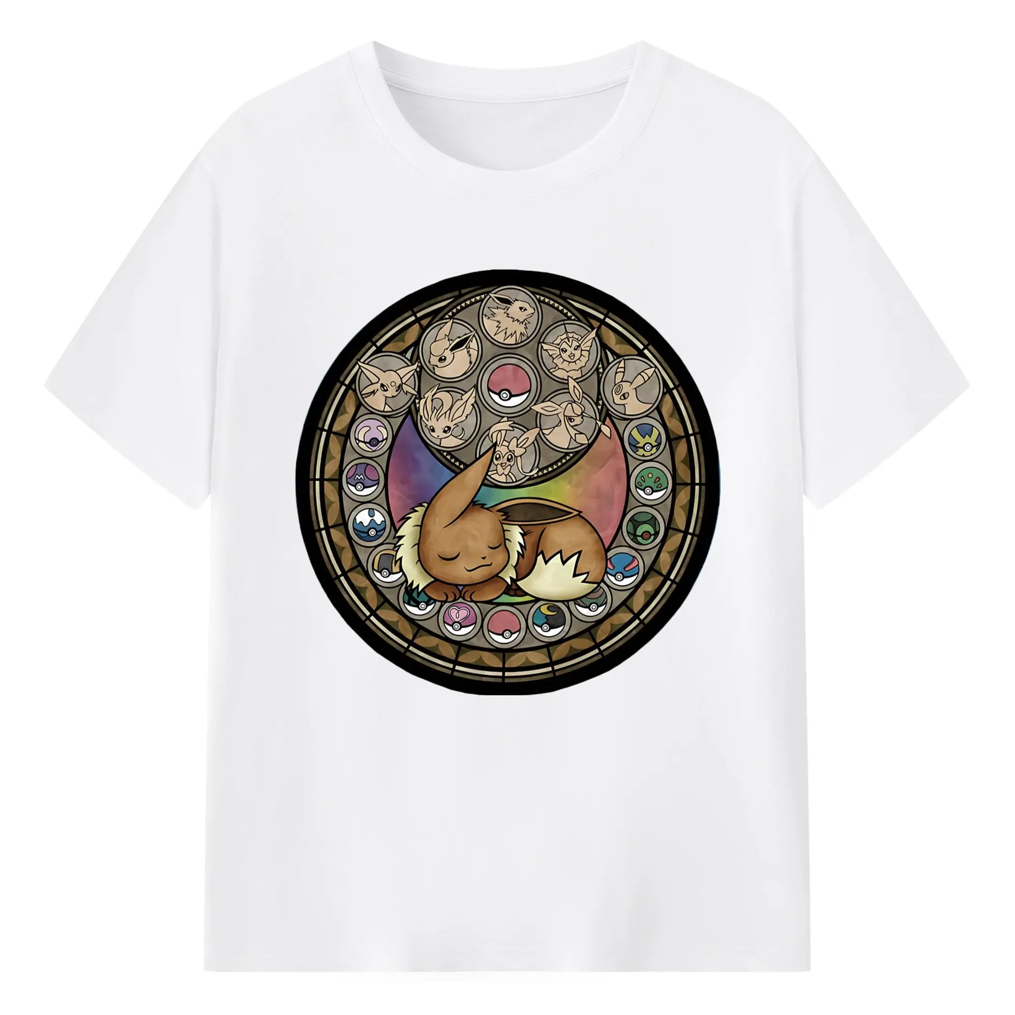 Pokemon Eevee icon T-Shirt - 180g Cotton T-Shirt With Front Heat Transfer Print – Soft, Lightweight, Fitted Design – Comfortable Casual Wear For Sports & Everyday Use