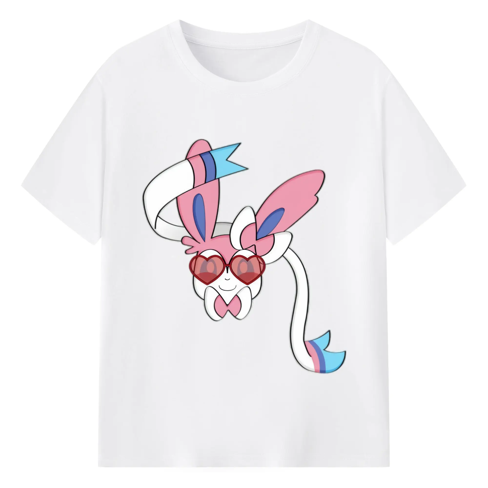 Girls sylveon face shirt​ - 180g Cotton T-Shirt With Front Heat Transfer Print – Soft, Lightweight, Fitted Design – Comfortable Casual Wear For Sports & Everyday Use