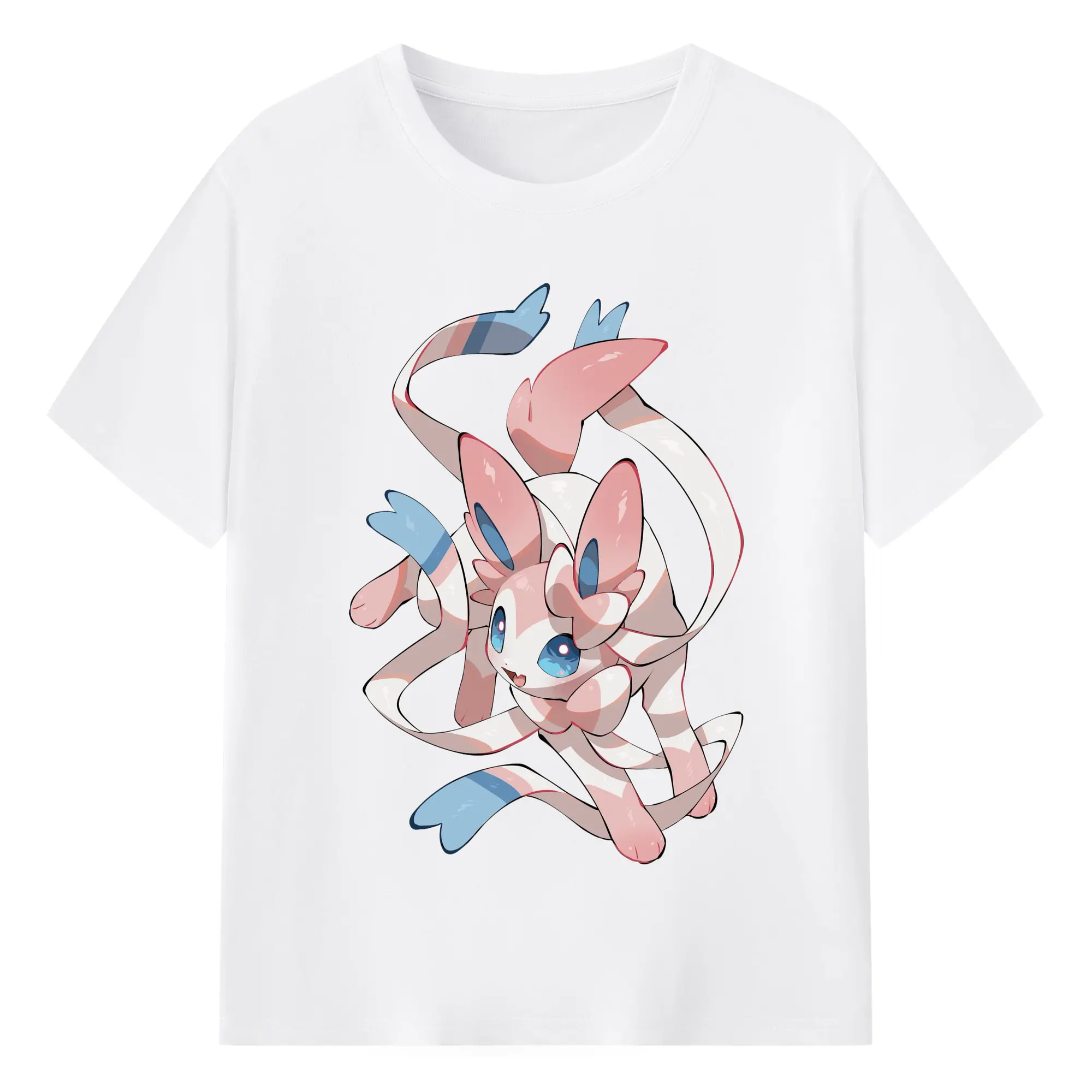 Pokemon sylveon graphic t shirt - 180g Cotton T-Shirt With Front Heat Transfer Print – Soft, Lightweight, Fitted Design – Comfortable Casual Wear For Sports & Everyday Use