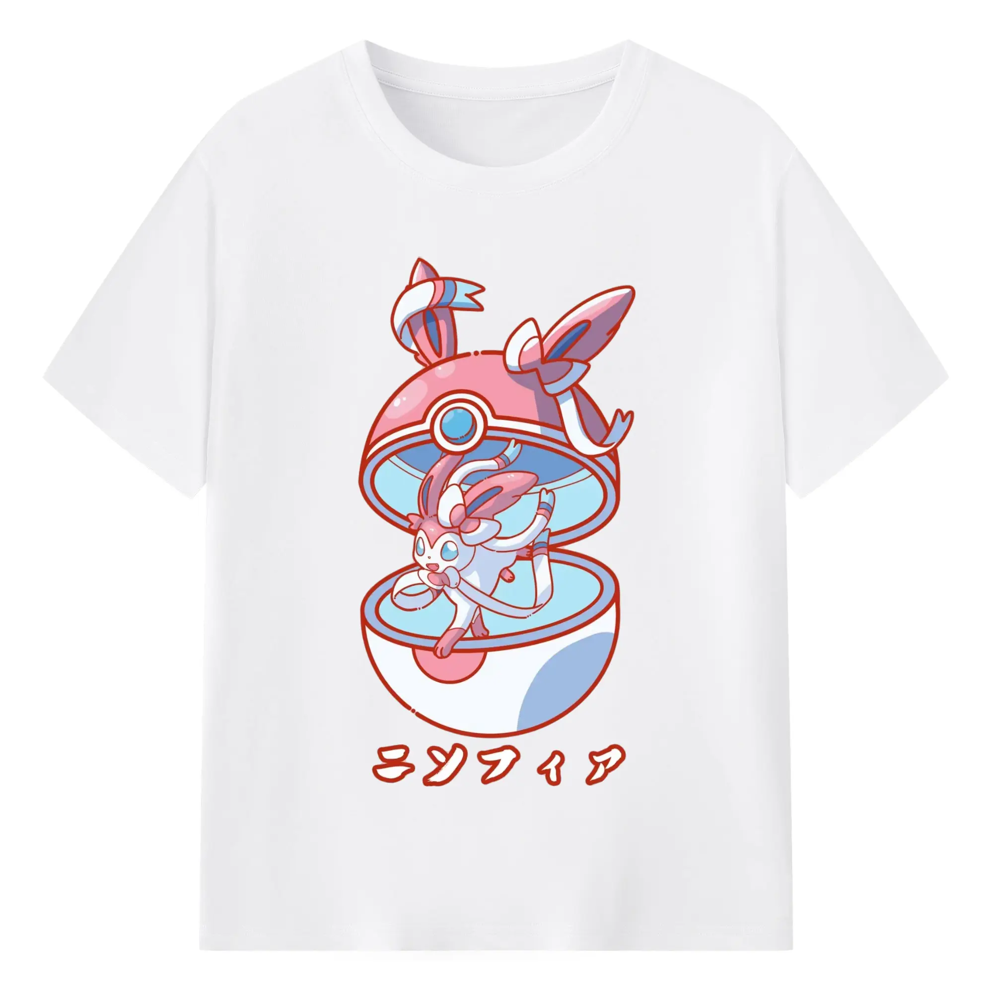 Pokemon sylveon retro t shirt - 180g Cotton T-Shirt With Front Heat Transfer Print – Soft, Lightweight, Fitted Design – Comfortable Casual Wear For Sports & Everyday Use