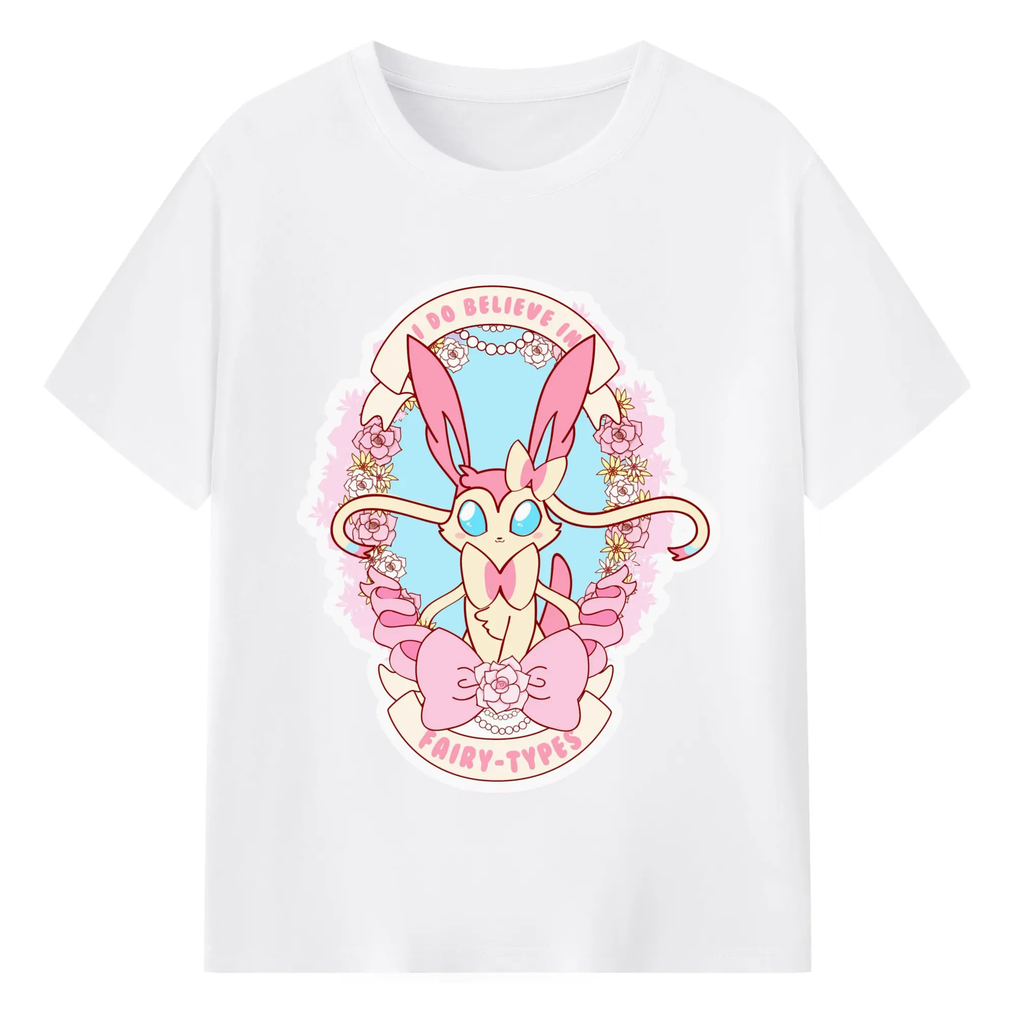 Sylveon girls icon shirt​ - 180g Cotton T-Shirt With Front Heat Transfer Print – Soft, Lightweight, Fitted Design – Comfortable Casual Wear For Sports & Everyday Use