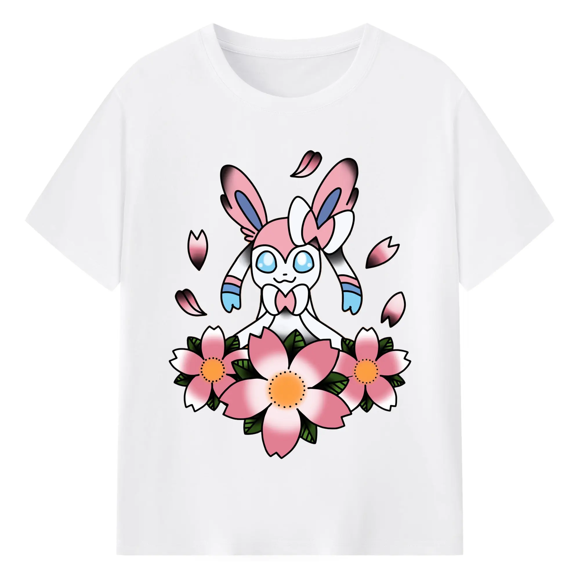 Sylveon girls shirt​ - 180g Cotton T-Shirt With Front Heat Transfer Print – Soft, Lightweight, Fitted Design – Comfortable Casual Wear For Sports & Everyday Use