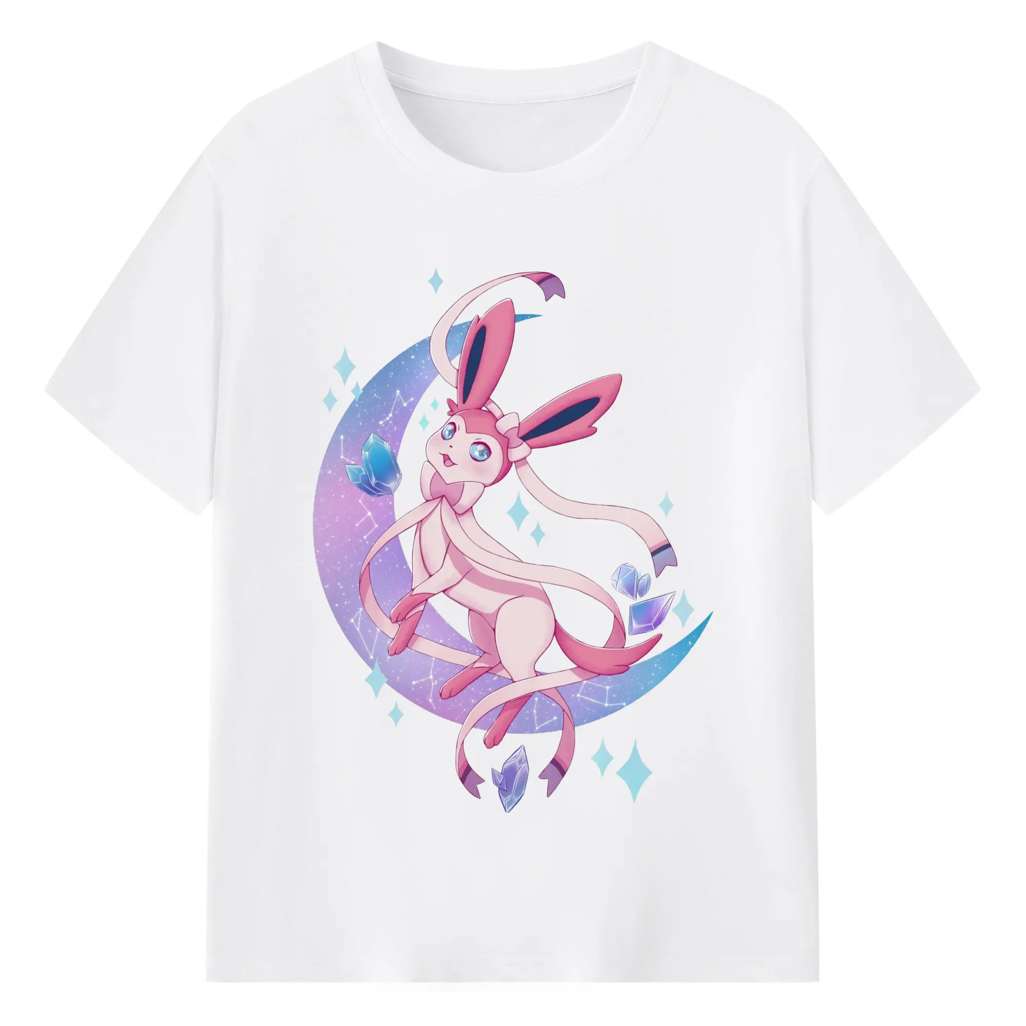Sylveon girls tee - 180g Cotton T-Shirt With Front Heat Transfer Print – Soft, Lightweight, Fitted Design – Comfortable Casual Wear For Sports & Everyday Use