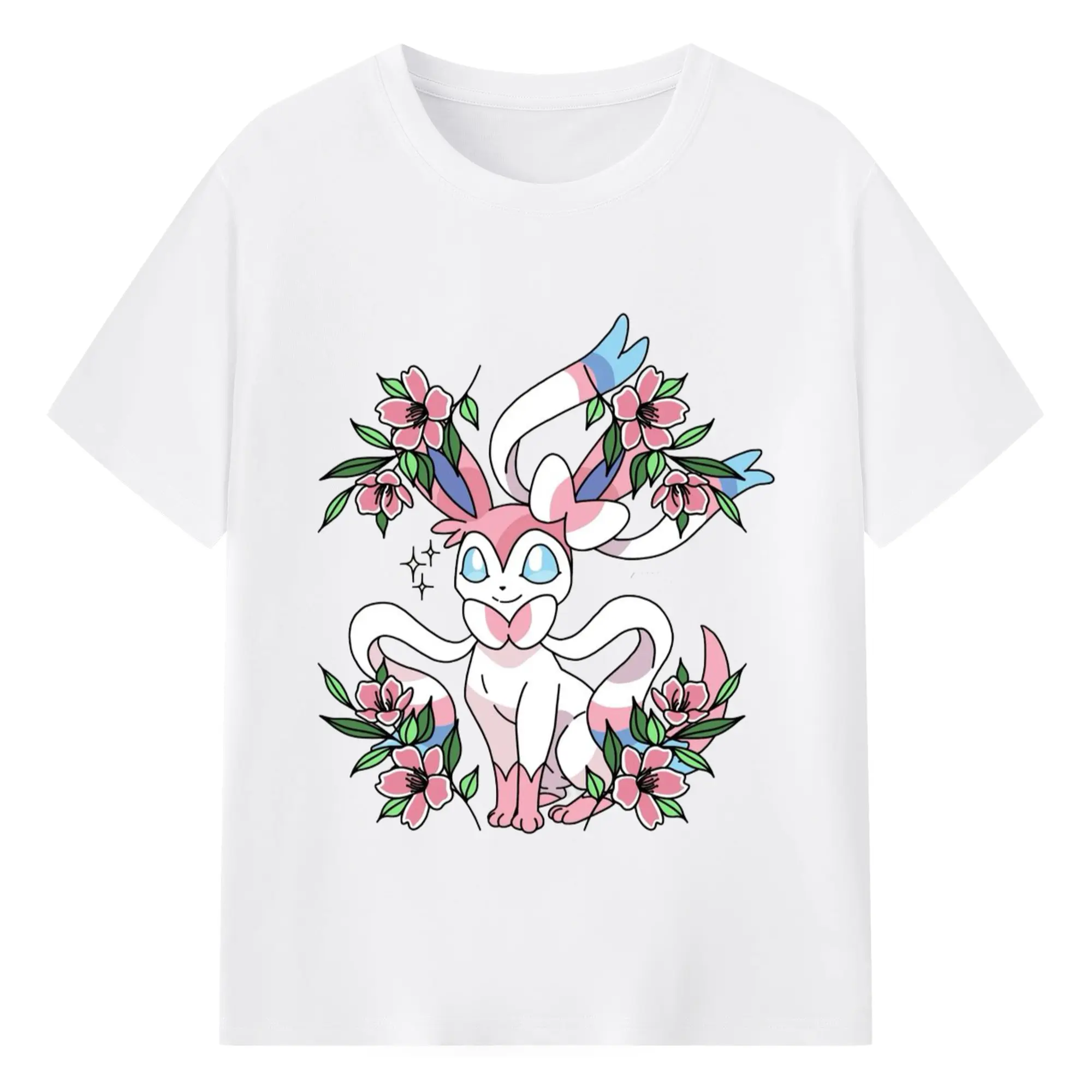 Sylveon girls t-shirt​ - 180g Cotton T-Shirt With Front Heat Transfer Print – Soft, Lightweight, Fitted Design – Comfortable Casual Wear For Sports & Everyday Use