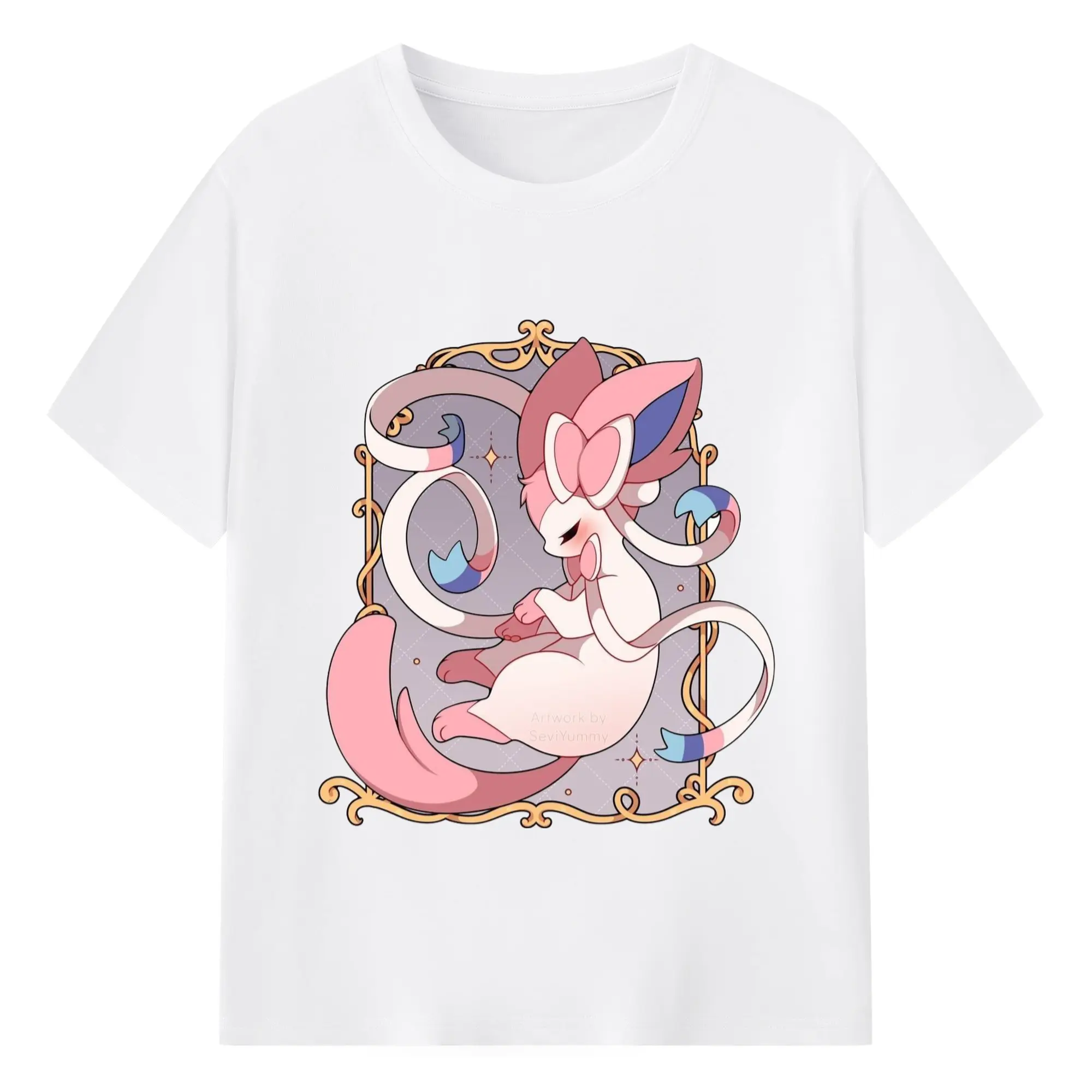 Sylveon shirt for youths​ - 180g Cotton T-Shirt With Front Heat Transfer Print – Soft, Lightweight, Fitted Design – Comfortable Casual Wear For Sports & Everyday Use