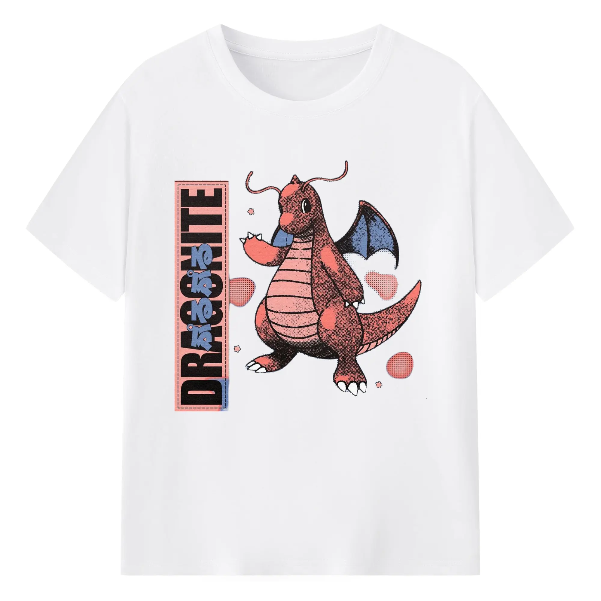 Dragonite retro graphic shirt - 180g Cotton T-Shirt With Front Heat Transfer Print – Soft, Lightweight, Fitted Design – Comfortable Casual Wear For Sports & Everyday Use