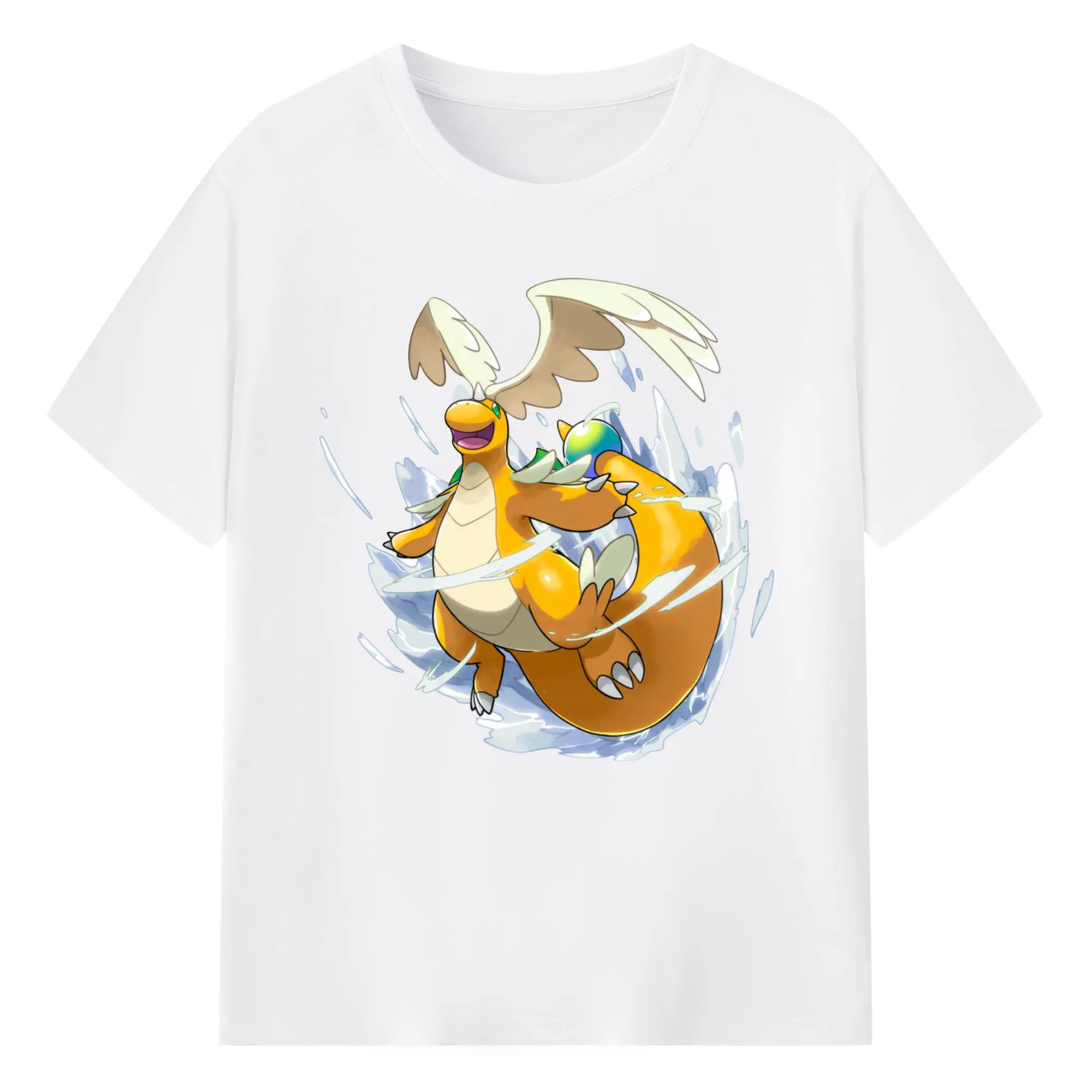 Men's pokemon dragonite mage shirt​ - 180g Cotton T-Shirt With Front Heat Transfer Print – Soft, Lightweight, Fitted Design – Comfortable Casual Wear For Sports & Everyday Use