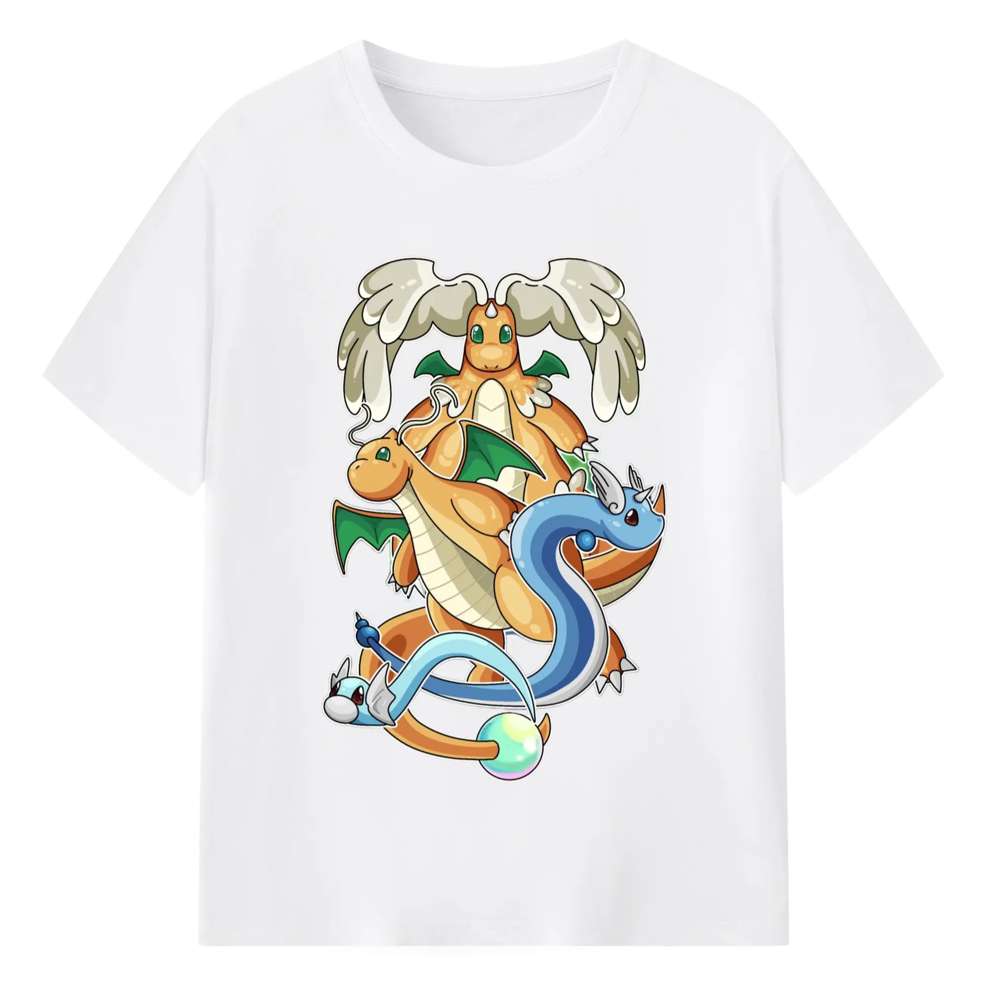Pokemon dragonite mage collage shirt​ - 180g Cotton T-Shirt With Front Heat Transfer Print – Soft, Lightweight, Fitted Design – Comfortable Casual Wear For Sports & Everyday Use