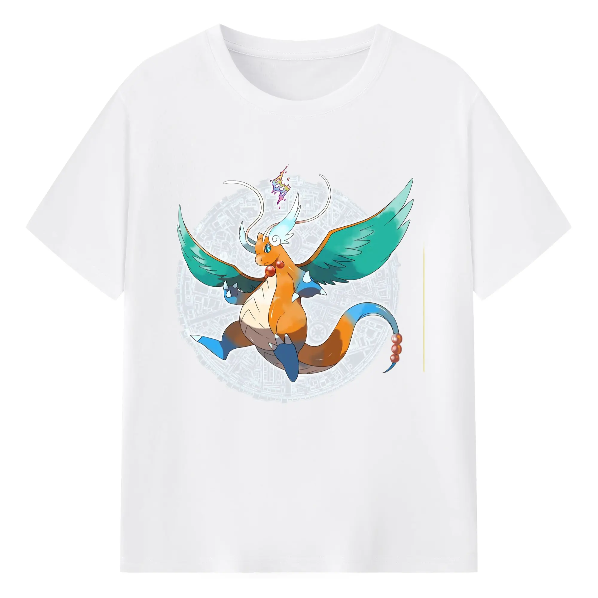 Pokemon dragonite mage t-shirt​ - 180g Cotton T-Shirt With Front Heat Transfer Print – Soft, Lightweight, Fitted Design – Comfortable Casual Wear For Sports & Everyday Use