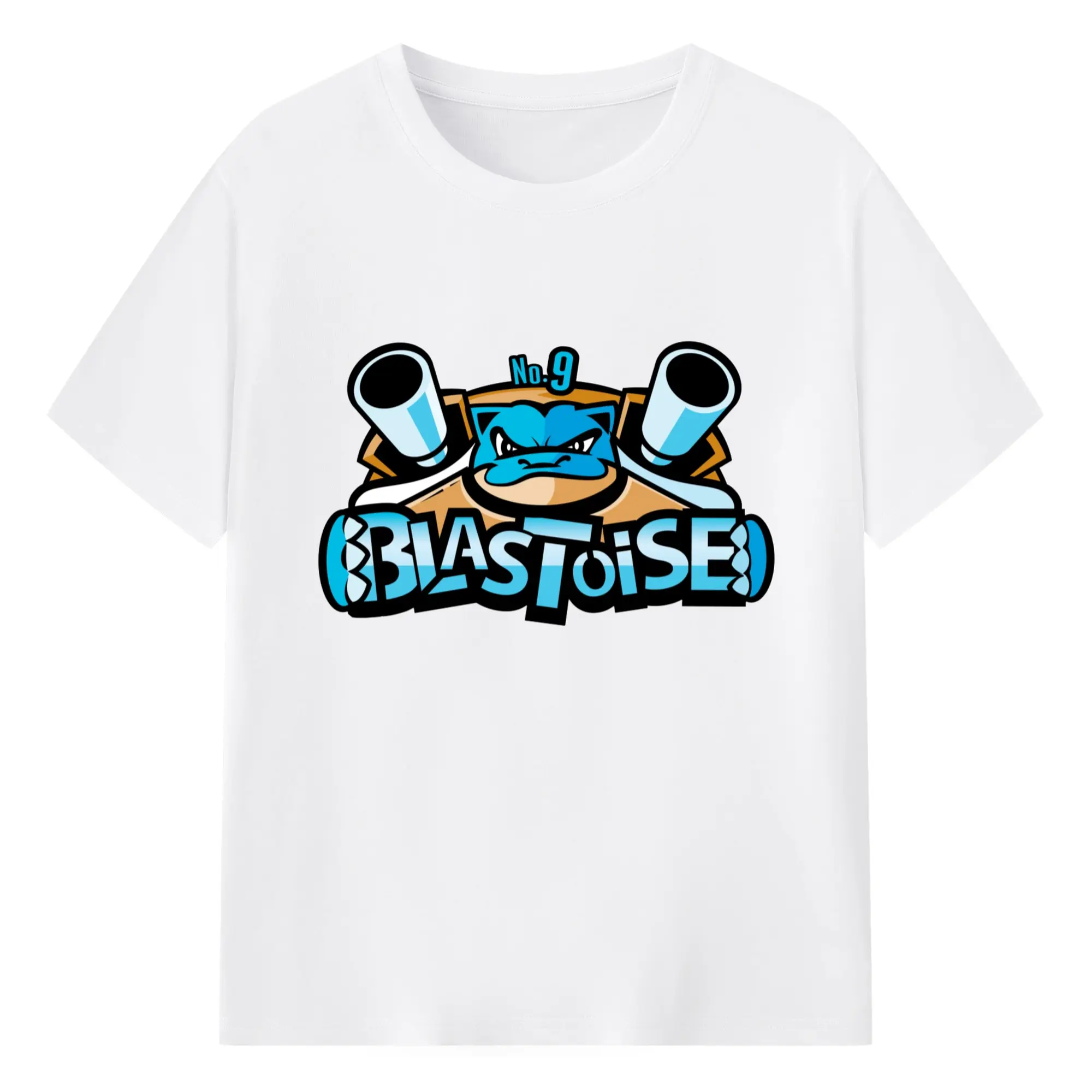 Blastoise face tee shirts​ - 180g Cotton T-Shirt With Front Heat Transfer Print – Soft, Lightweight, Fitted Design – Comfortable Casual Wear For Sports & Everyday Use