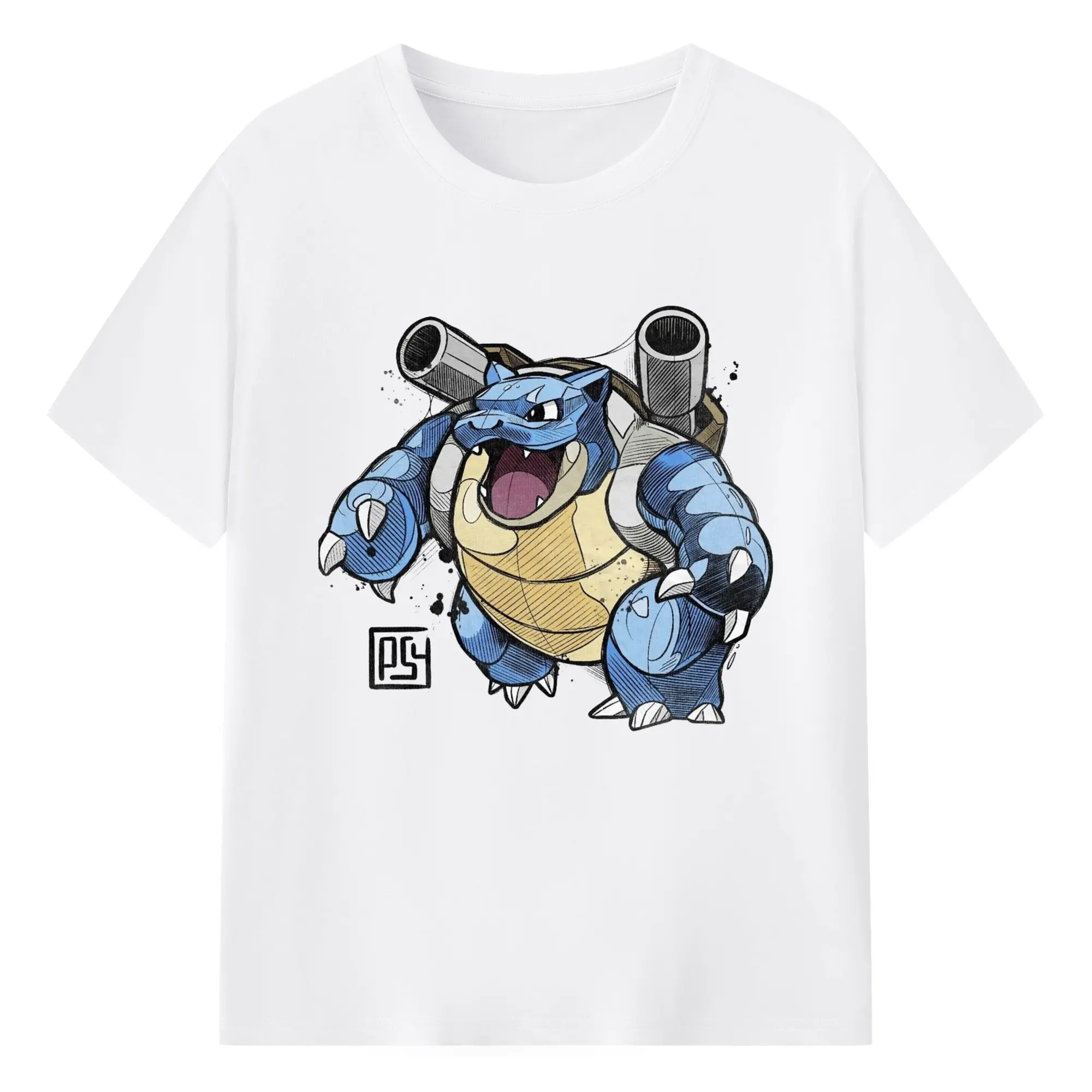 Man pokemon Blastoise T-Shirt - 180g Cotton T-Shirt With Front Heat Transfer Print – Soft, Lightweight, Fitted Design – Comfortable Casual Wear For Sports & Everyday Use