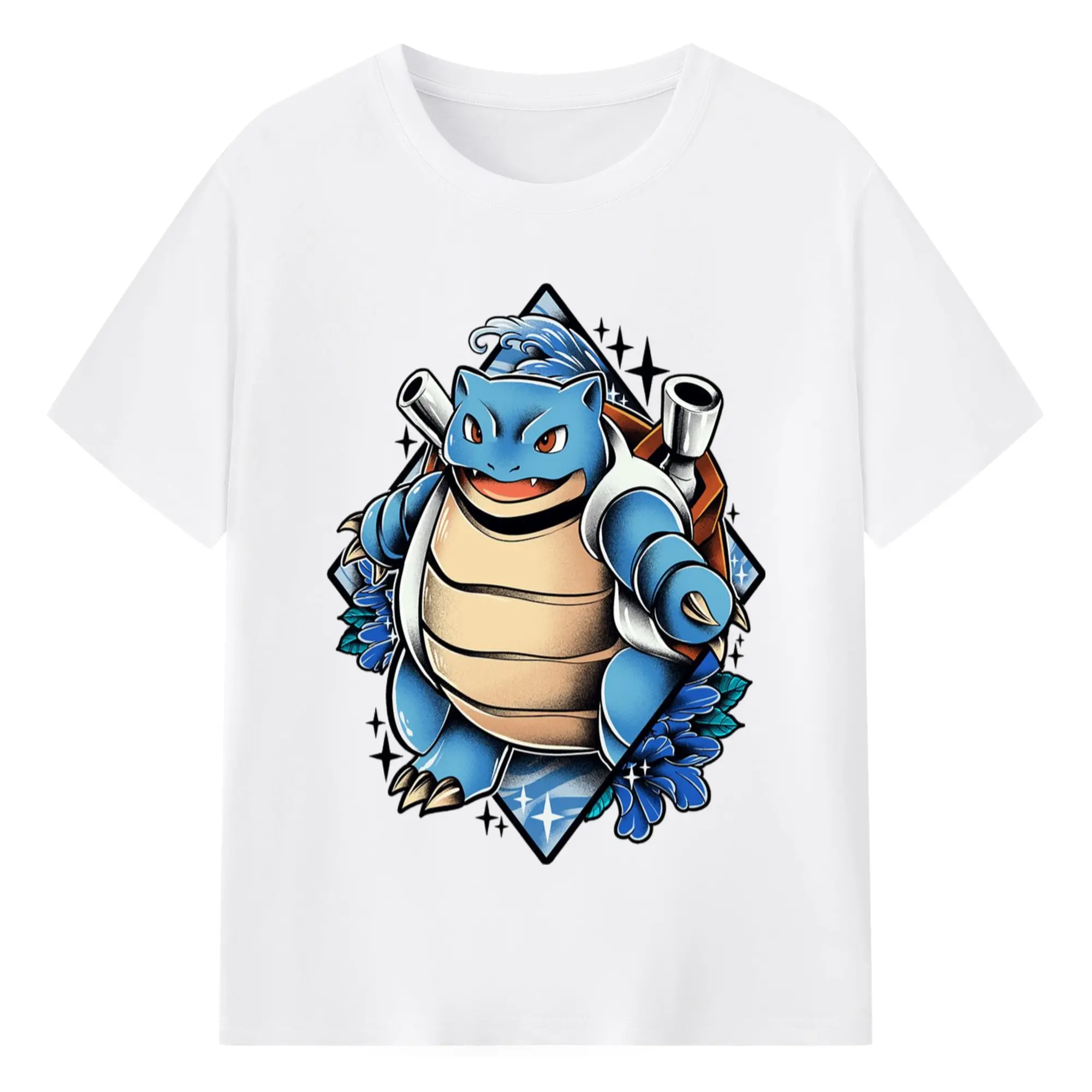 Pokemon blastoise graphic shirt​ - 180g Cotton T-Shirt With Front Heat Transfer Print – Soft, Lightweight, Fitted Design – Comfortable Casual Wear For Sports & Everyday Use