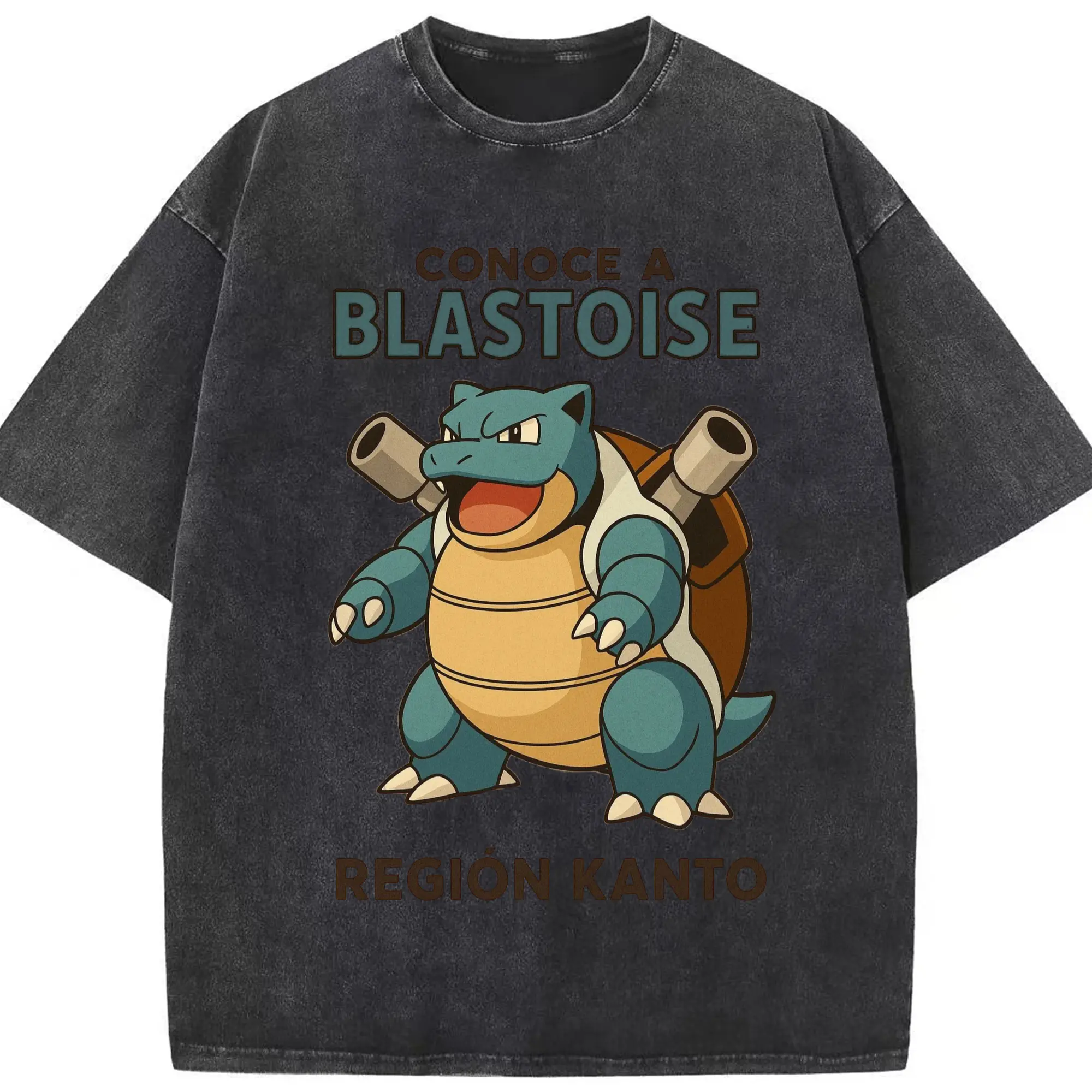 Vintage blastoise t-shirt​ - Washed Vintage Look 230g Cotton Oversized T-Shirt With Front Heat Transfer Print – Soft, Lightweight, Stylish Fit – Comfortable Casual Wear For Sports & Everyday Use