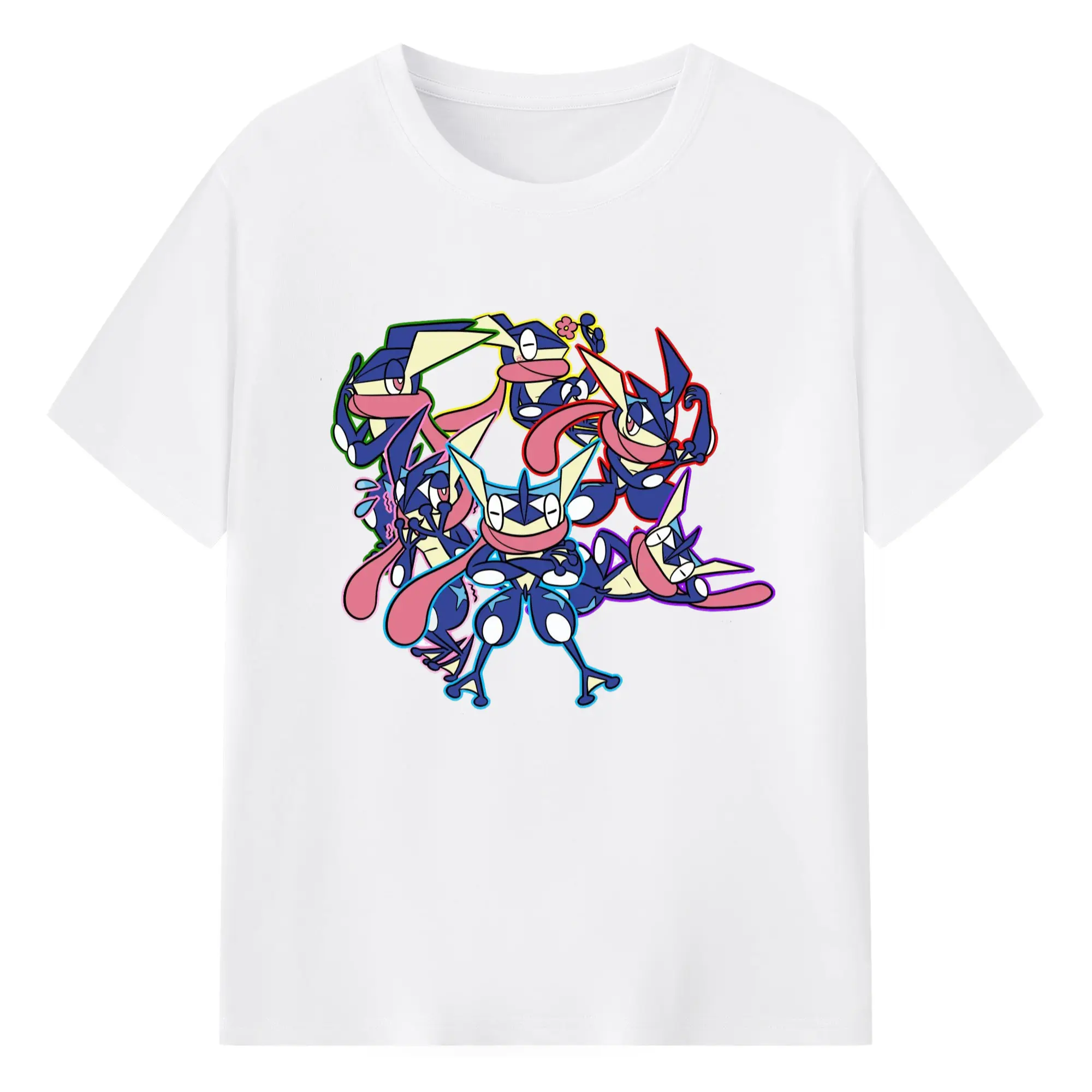 Men's Pokémon Greninja collage graphic shirt - 180g Cotton T-Shirt With Front Heat Transfer Print – Soft, Lightweight, Fitted Design – Comfortable Casual Wear For Sports & Everyday Use