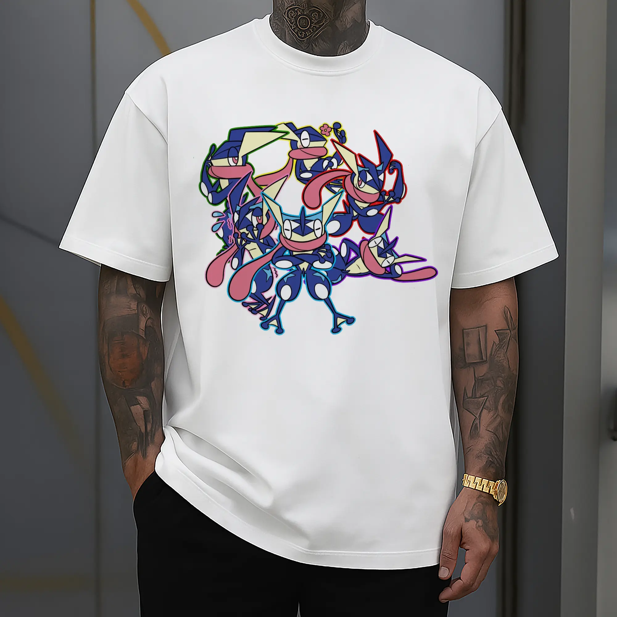 Men's Pokémon Greninja collage graphic shirt