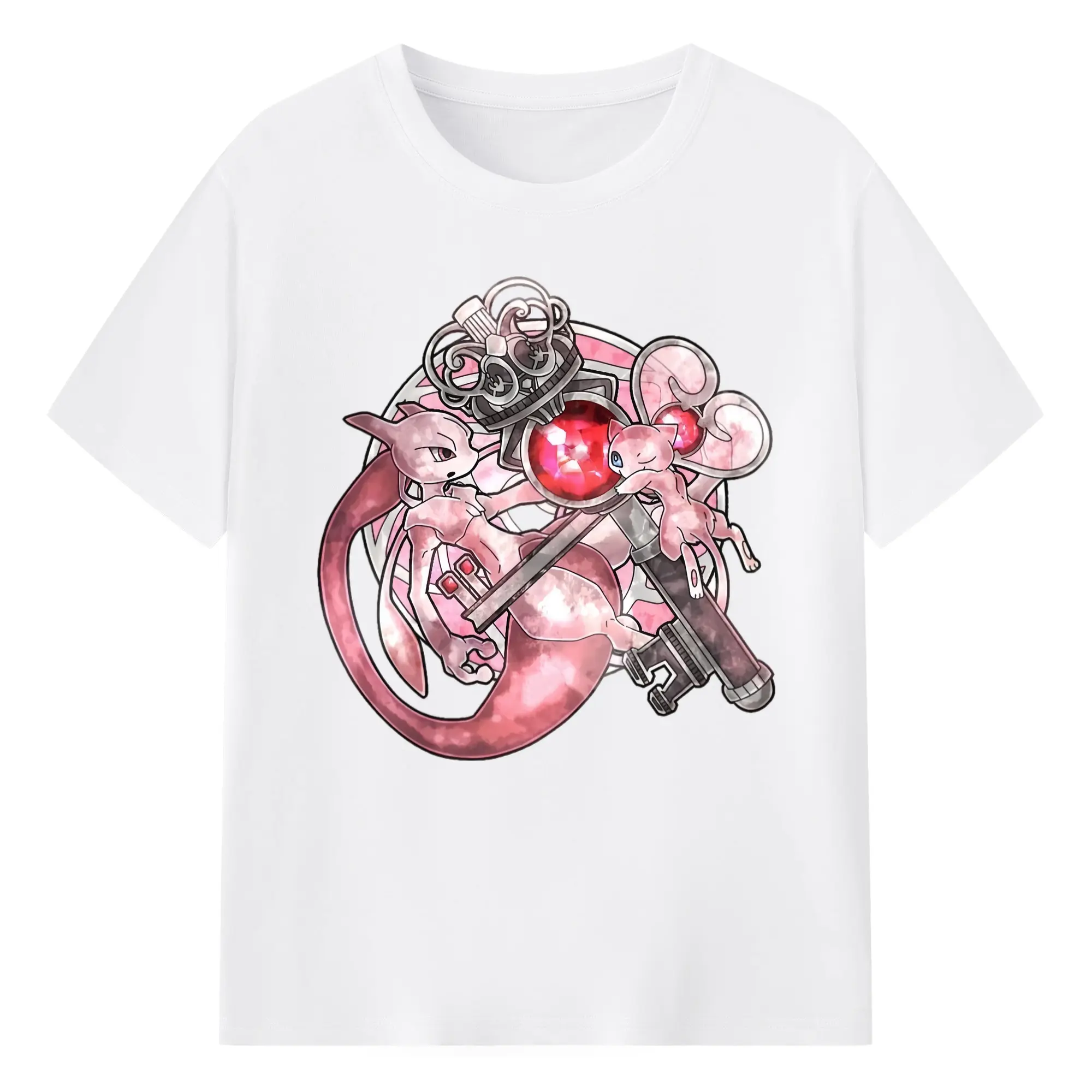 Men&#039;s mew Graphic T-Shirt - 180g Cotton T-Shirt With Front Heat Transfer Print – Soft, Lightweight, Fitted Design – Comfortable Casual Wear For Sports & Everyday Use