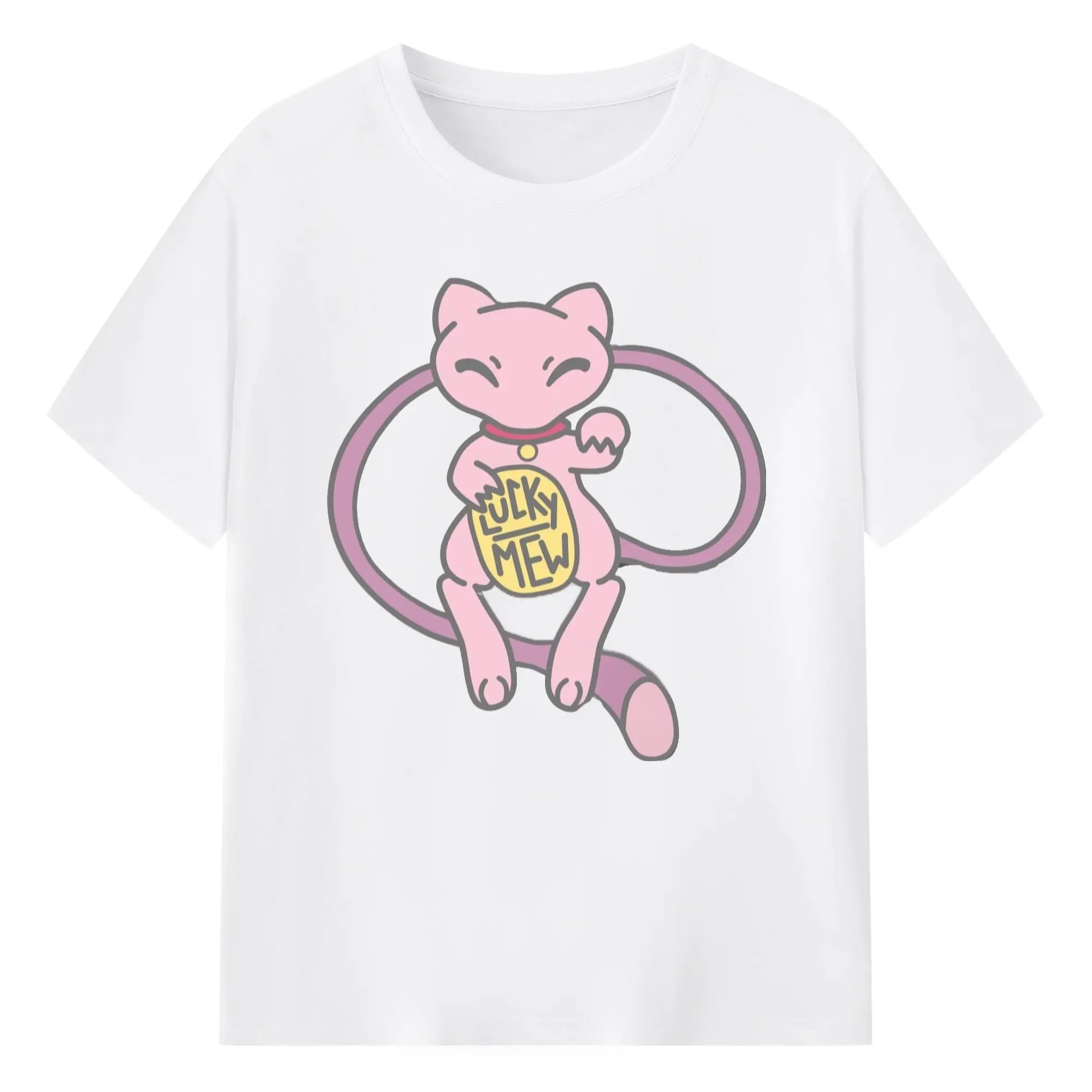 Pokemon lucky mew shirt​ - 180g Cotton T-Shirt With Front Heat Transfer Print – Soft, Lightweight, Fitted Design – Comfortable Casual Wear For Sports & Everyday Use