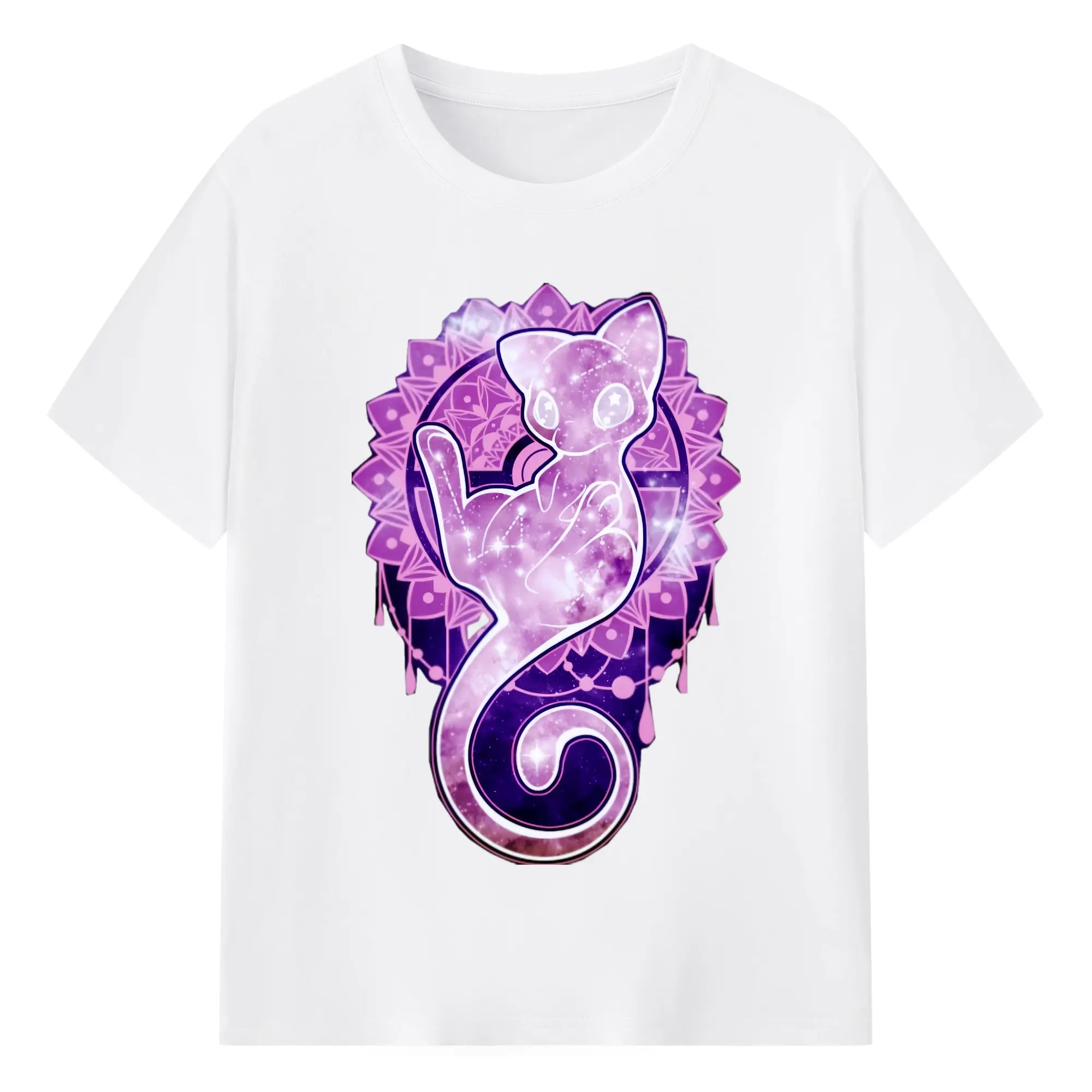 Pokemon mew logo shirt​ - 180g Cotton T-Shirt With Front Heat Transfer Print – Soft, Lightweight, Fitted Design – Comfortable Casual Wear For Sports & Everyday Use