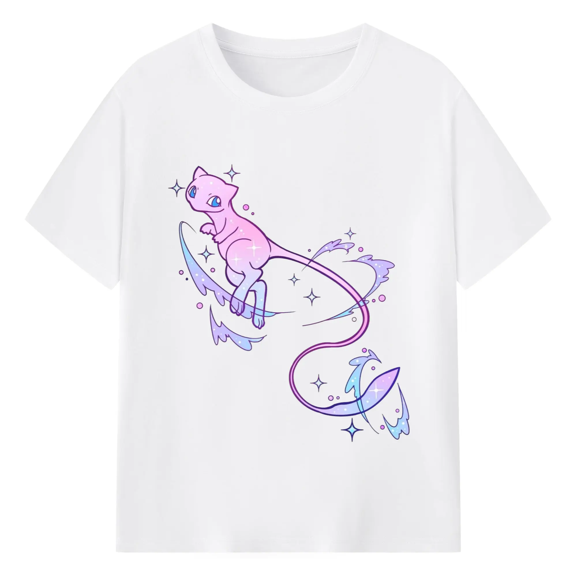 Pokemon mew t-shirt​ - 180g Cotton T-Shirt With Front Heat Transfer Print – Soft, Lightweight, Fitted Design – Comfortable Casual Wear For Sports & Everyday Use