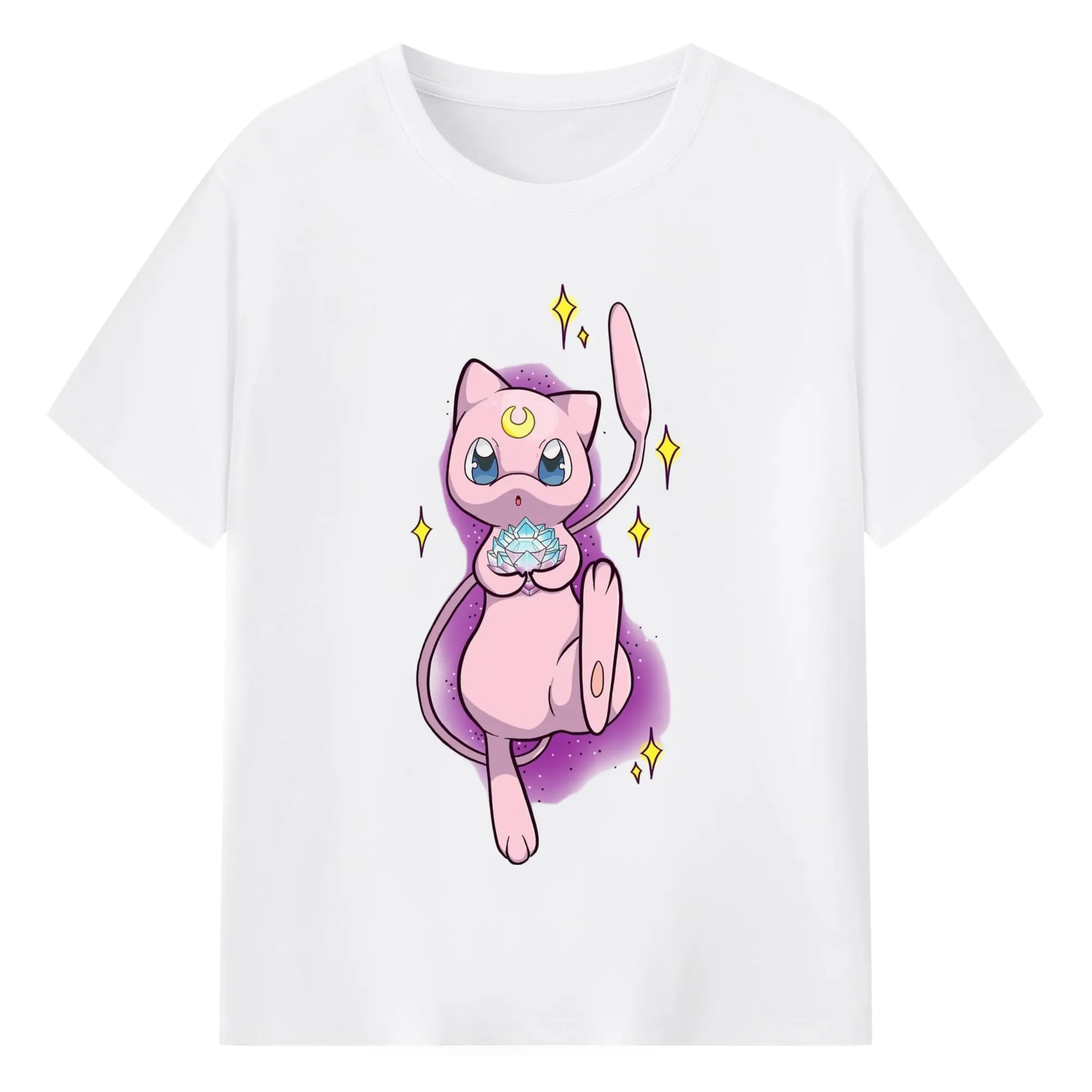 Pokemon mew t-shirt - 180g Cotton T-Shirt With Front Heat Transfer Print – Soft, Lightweight, Fitted Design – Comfortable Casual Wear For Sports & Everyday Use