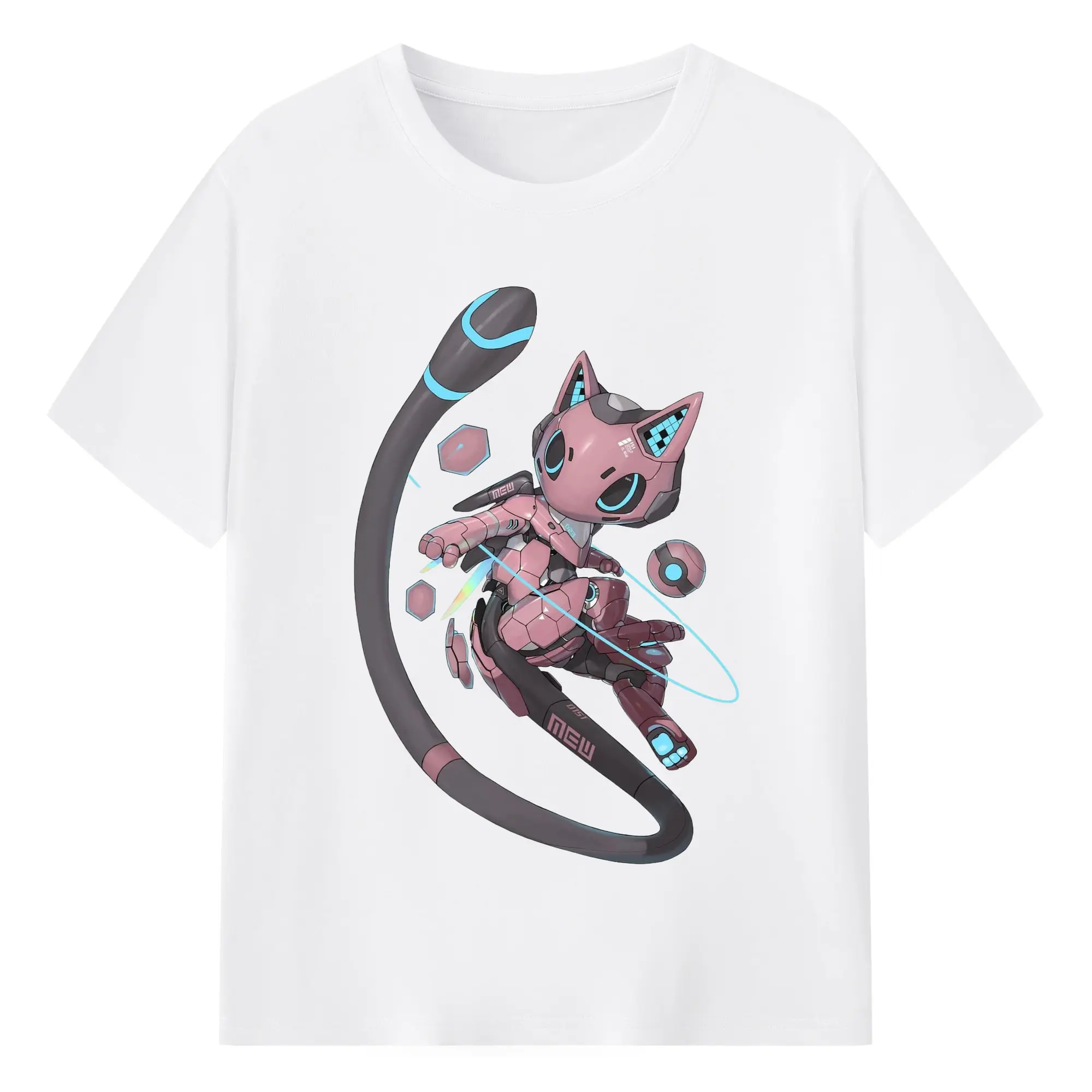 Pokemon Mew Vintage art T-Shirt - 180g Cotton T-Shirt With Front Heat Transfer Print – Soft, Lightweight, Fitted Design – Comfortable Casual Wear For Sports & Everyday Use