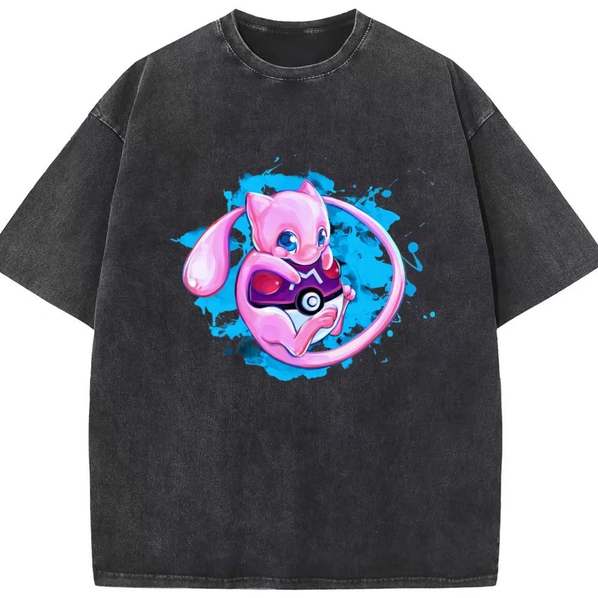 Mew womans shirt​ - Washed Vintage Look 230g Cotton Oversized T-Shirt With Front Heat Transfer Print – Soft, Lightweight, Stylish Fit – Comfortable Casual Wear For Sports & Everyday Use