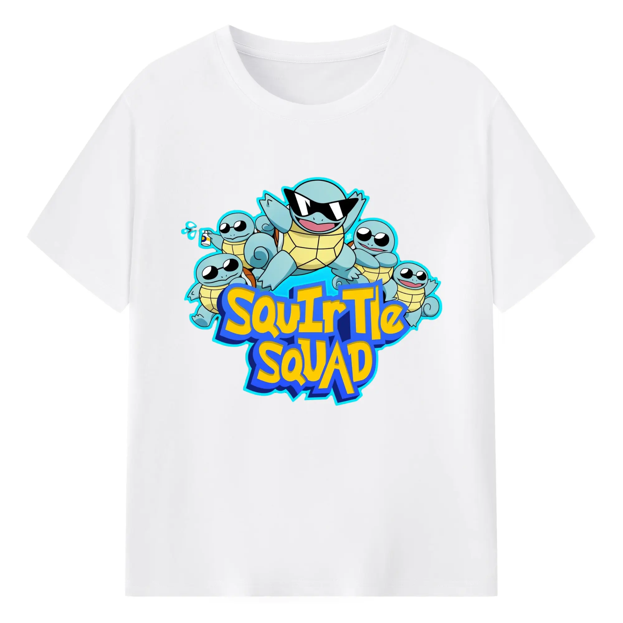 Pokemon squirtle squad shirt​ - 180g Cotton T-Shirt With Front Heat Transfer Print – Soft, Lightweight, Fitted Design – Comfortable Casual Wear For Sports & Everyday Use