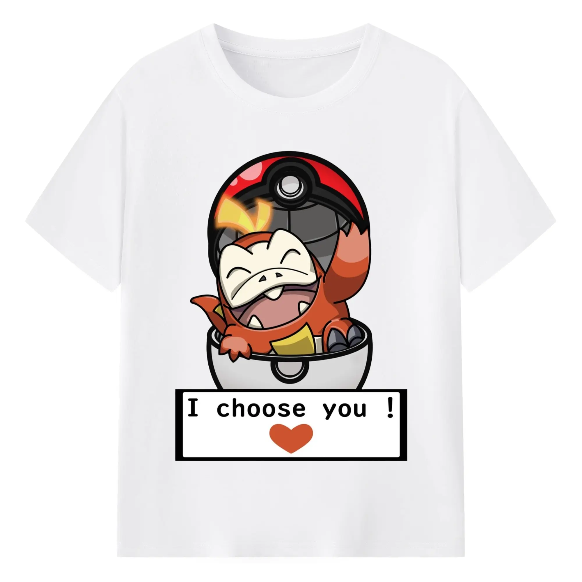 Men's Pokemon Fuecoco Tee - 180g Cotton T-Shirt With Front Heat Transfer Print – Soft, Lightweight, Fitted Design – Comfortable Casual Wear For Sports & Everyday Use