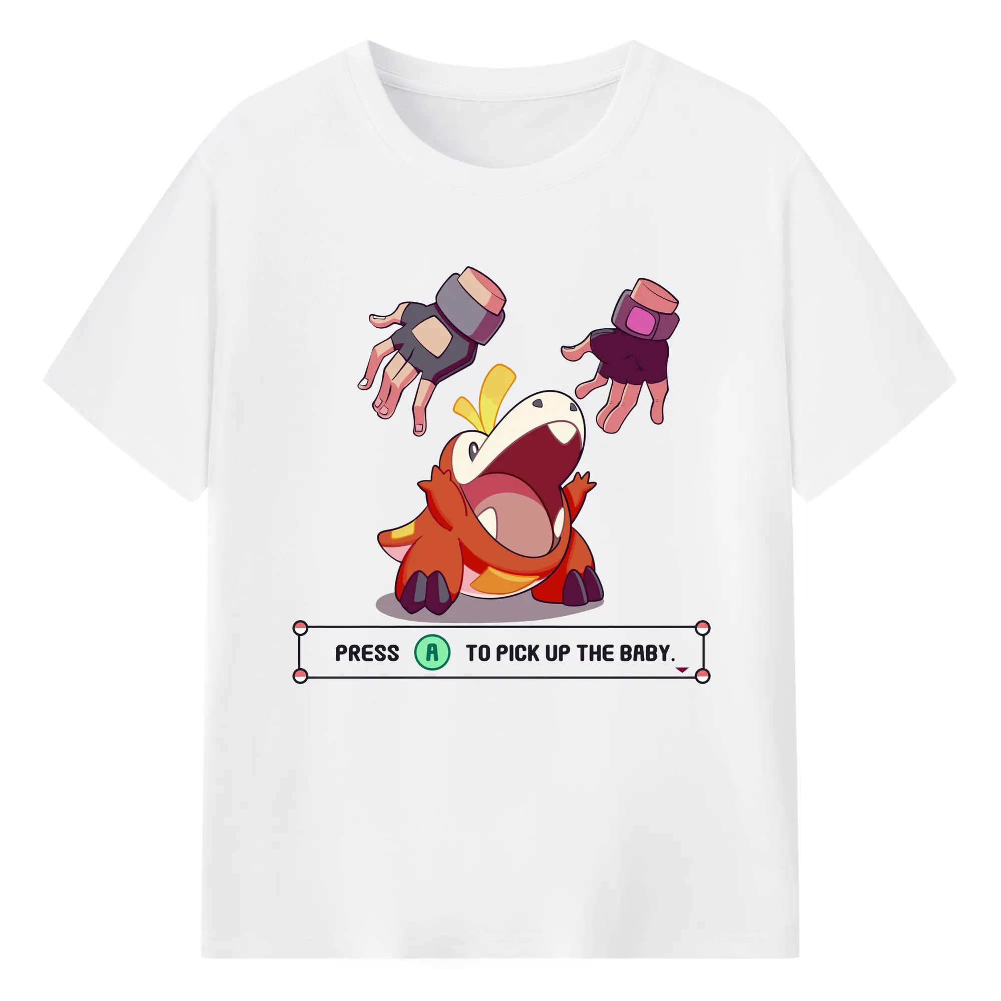 Men's Pokemon Fuecoco T-Shirt - 180g Cotton T-Shirt With Front Heat Transfer Print – Soft, Lightweight, Fitted Design – Comfortable Casual Wear For Sports & Everyday Use