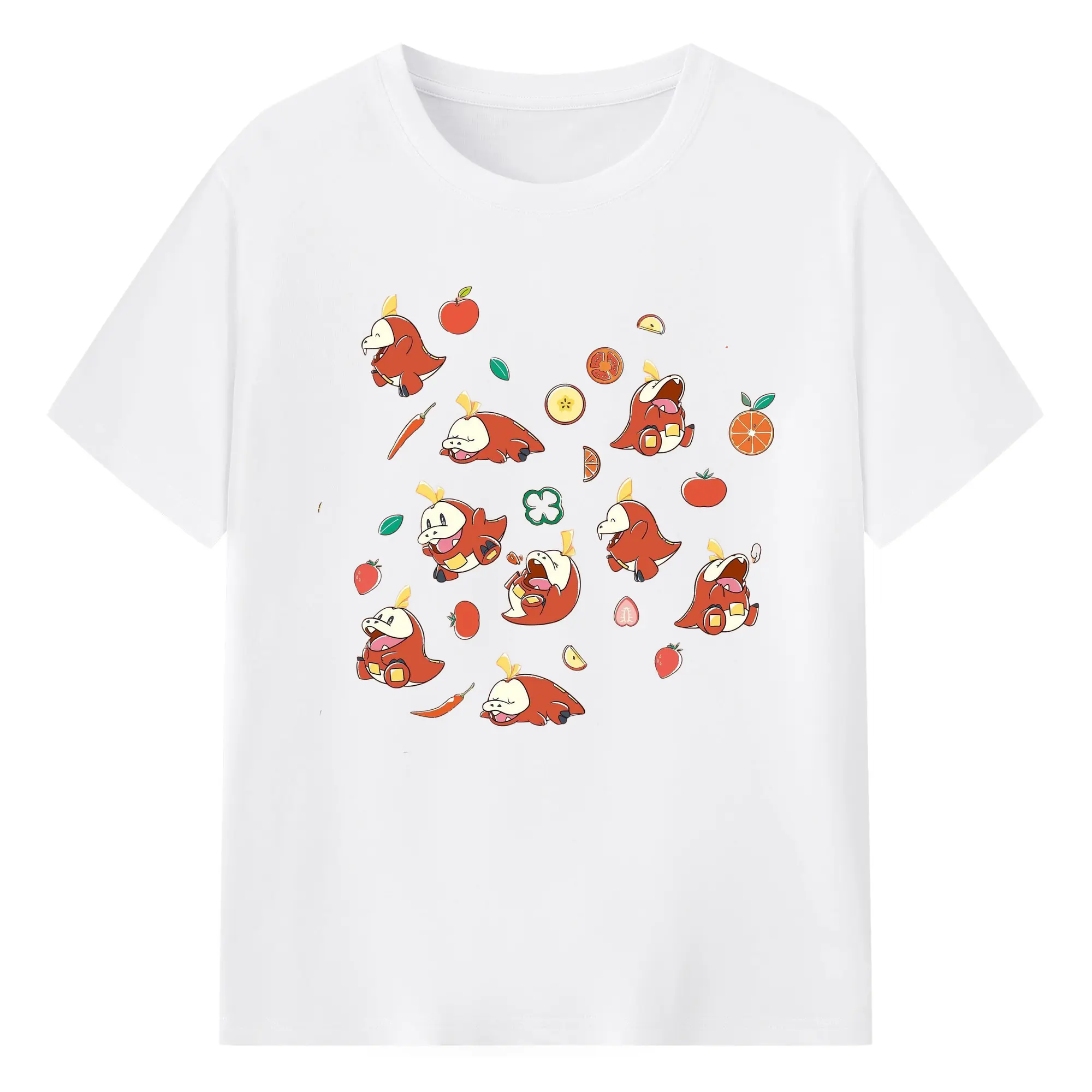 Pokemon Fuecoco collage T-Shirt - 180g Cotton T-Shirt With Front Heat Transfer Print – Soft, Lightweight, Fitted Design – Comfortable Casual Wear For Sports & Everyday Use