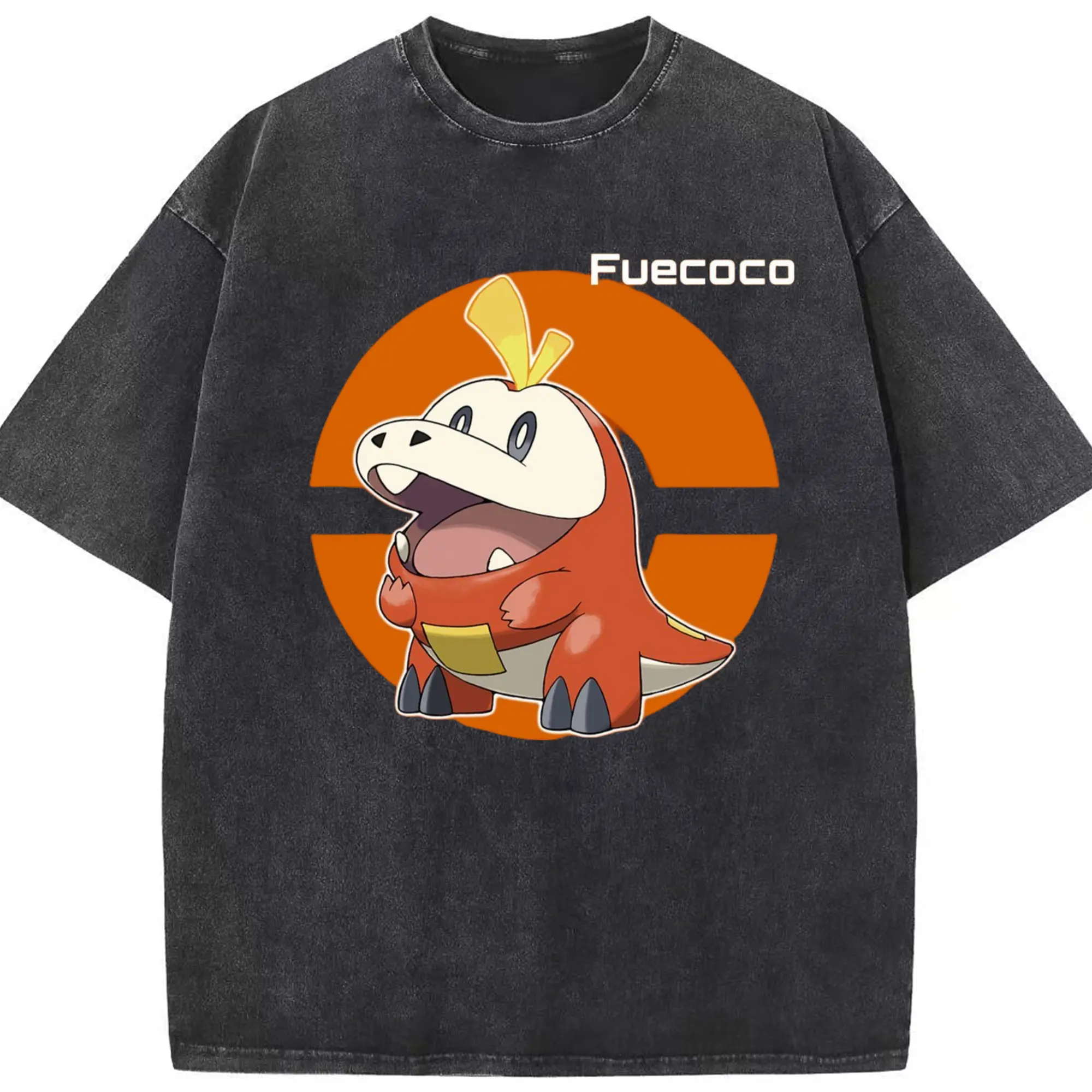 Men's fuecoco graphic t-shirt - Washed Vintage Look 230g Cotton Oversized T-Shirt With Front Heat Transfer Print – Soft, Lightweight, Stylish Fit – Comfortable Casual Wear For Sports & Everyday Use