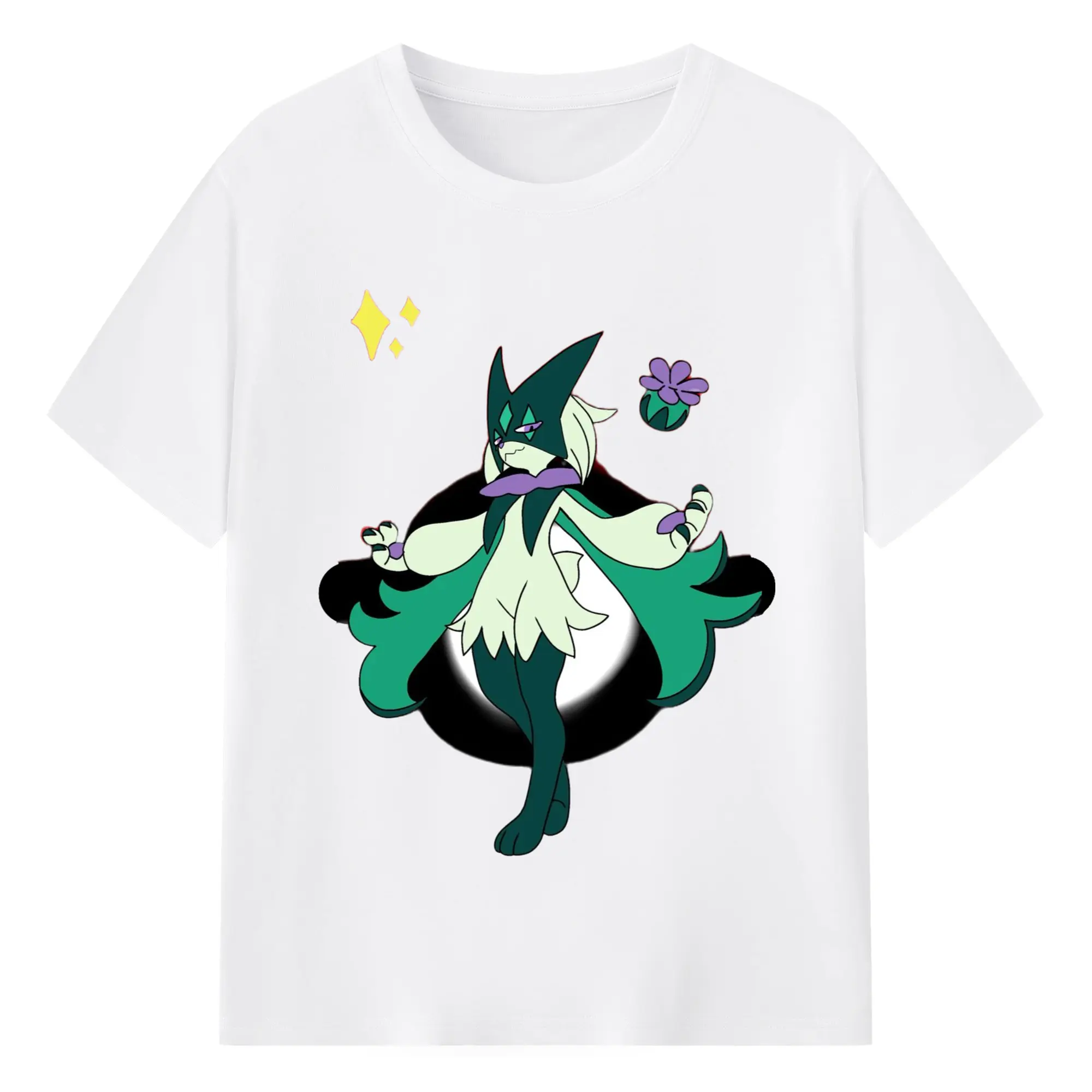 Meowscarada graphic t-shirt - 180g Cotton T-Shirt With Front Heat Transfer Print – Soft, Lightweight, Fitted Design – Comfortable Casual Wear For Sports & Everyday Use