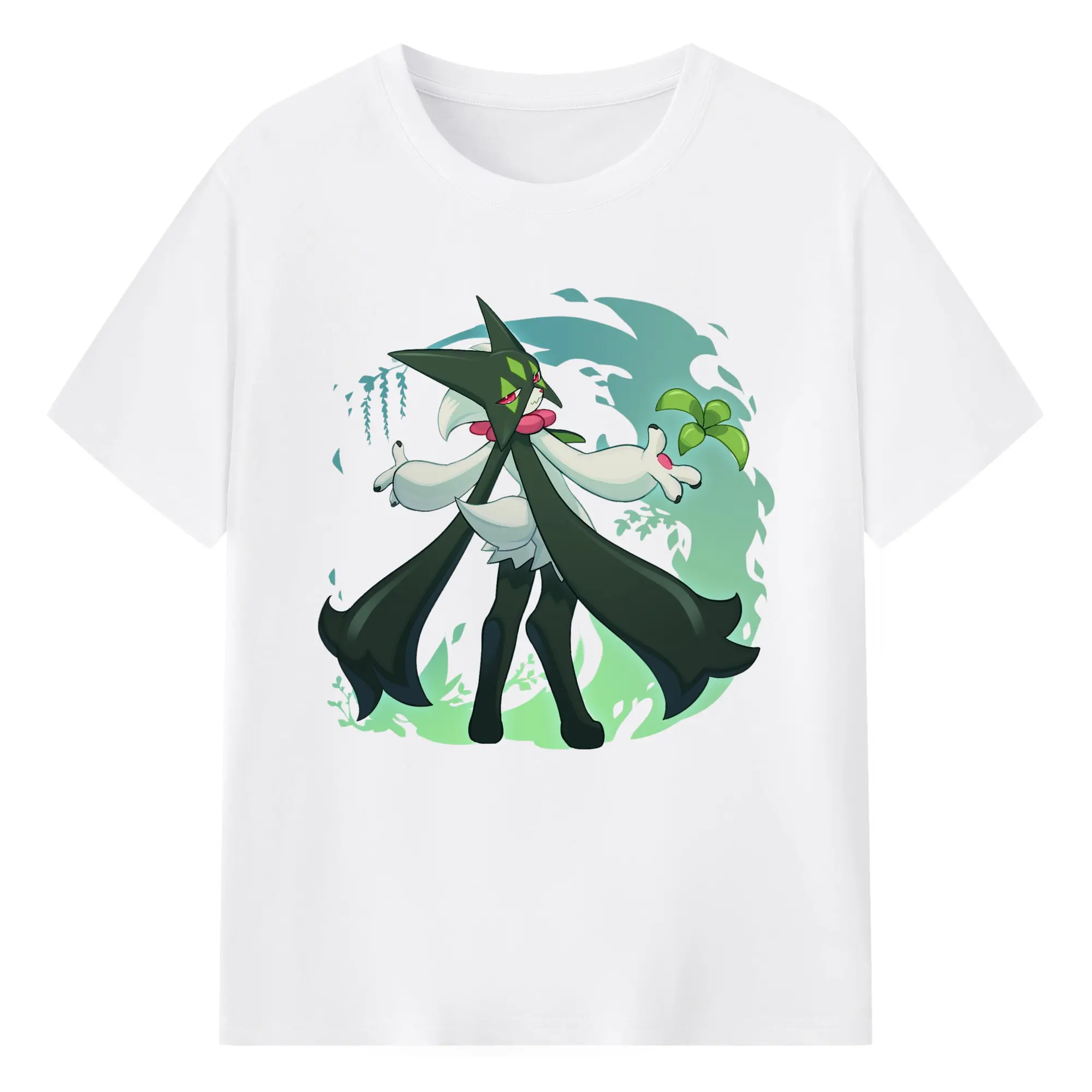 Pokemon Meowscarada art tee - 180g Cotton T-Shirt With Front Heat Transfer Print – Soft, Lightweight, Fitted Design – Comfortable Casual Wear For Sports & Everyday Use