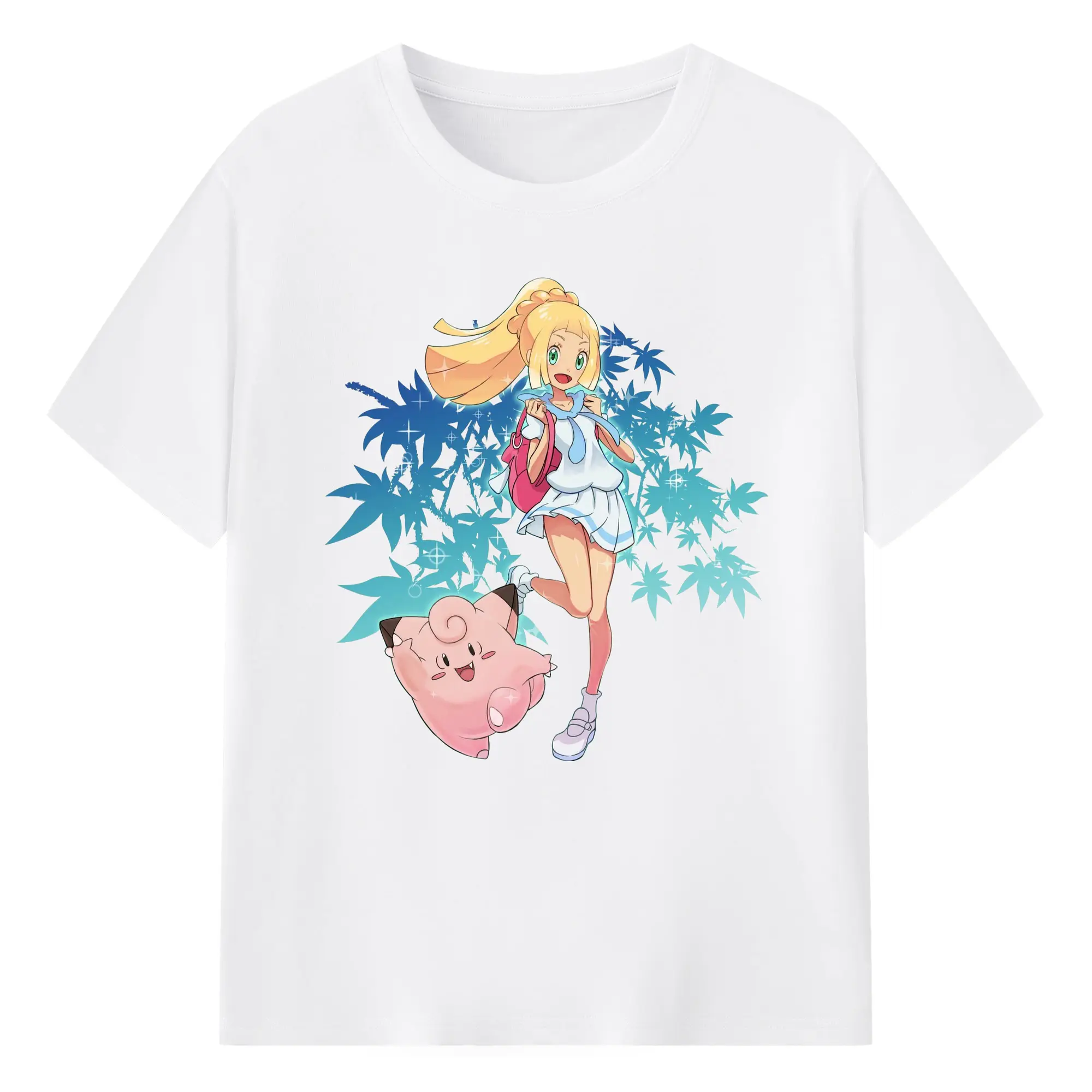 Girl Lillie Pokemon T-Shirt - 180g Cotton T-Shirt With Front Heat Transfer Print – Soft, Lightweight, Fitted Design – Comfortable Casual Wear For Sports & Everyday Use