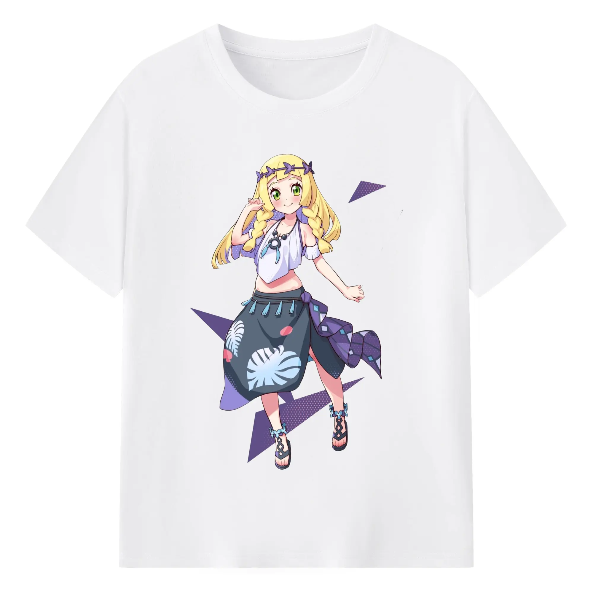 Lillie Pokemon art Tee - 180g Cotton T-Shirt With Front Heat Transfer Print – Soft, Lightweight, Fitted Design – Comfortable Casual Wear For Sports & Everyday Use