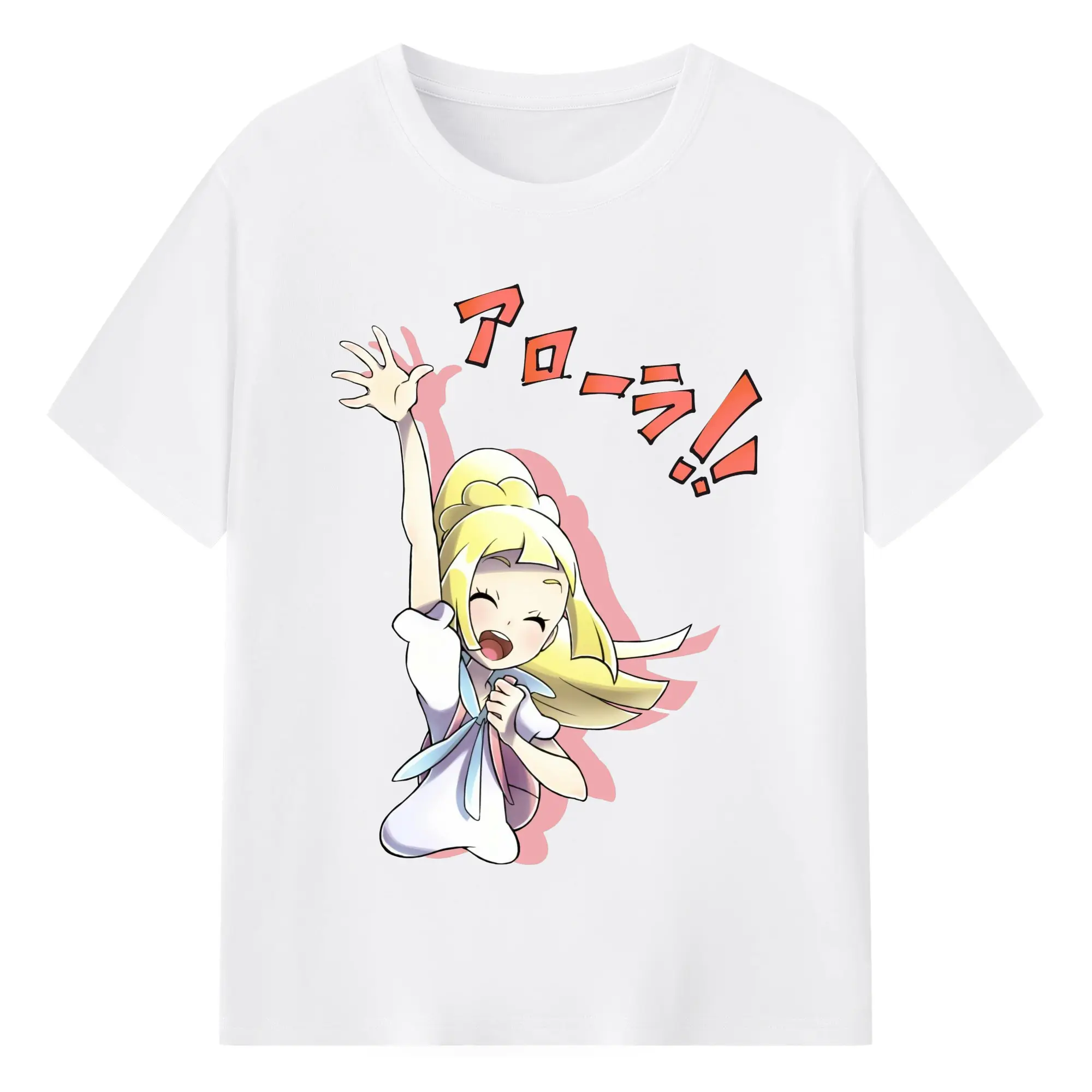 Lillie Pokemon classic Tee - 180g Cotton T-Shirt With Front Heat Transfer Print – Soft, Lightweight, Fitted Design – Comfortable Casual Wear For Sports & Everyday Use