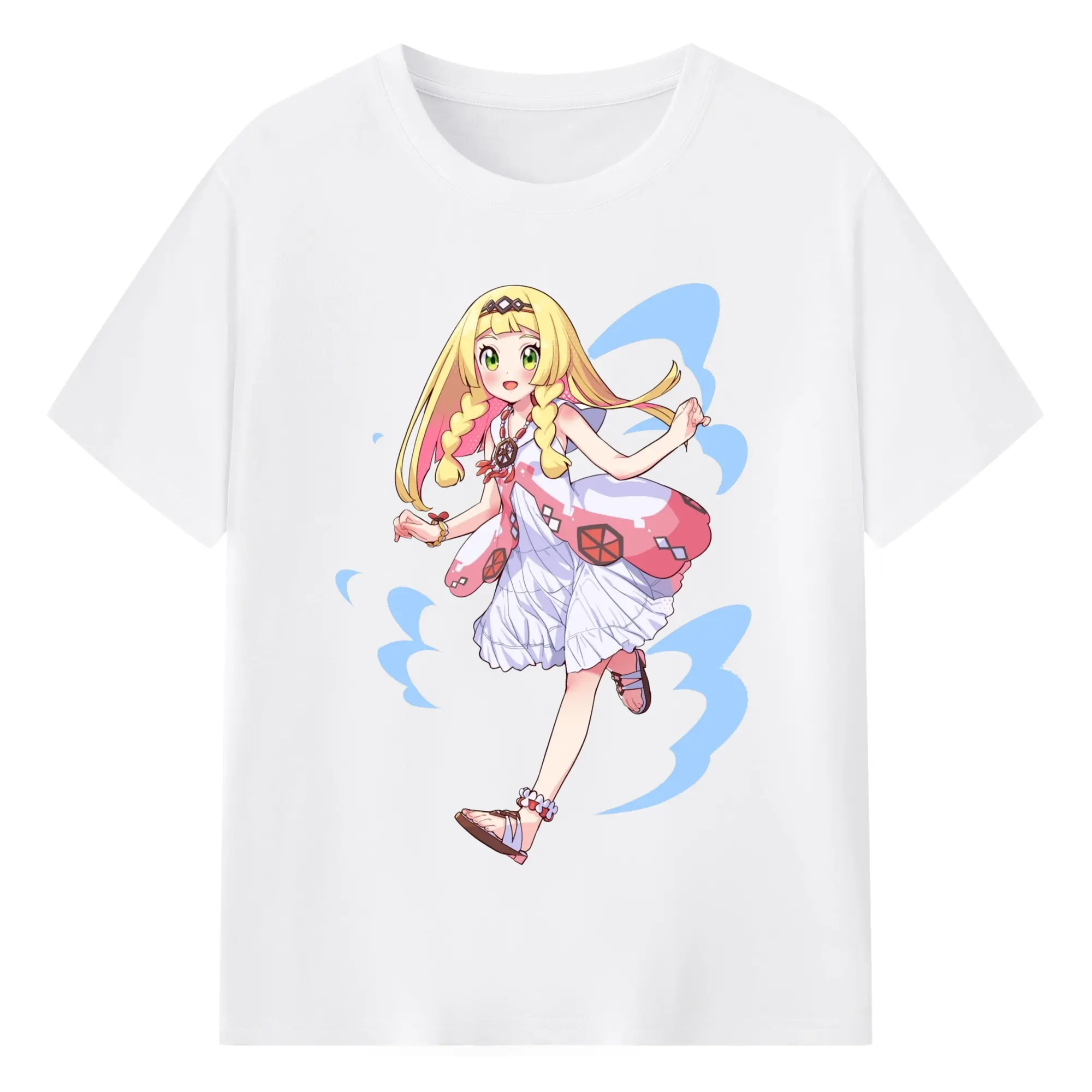 Pokemon Lillie T-Shirts - 180g Cotton T-Shirt With Front Heat Transfer Print – Soft, Lightweight, Fitted Design – Comfortable Casual Wear For Sports & Everyday Use