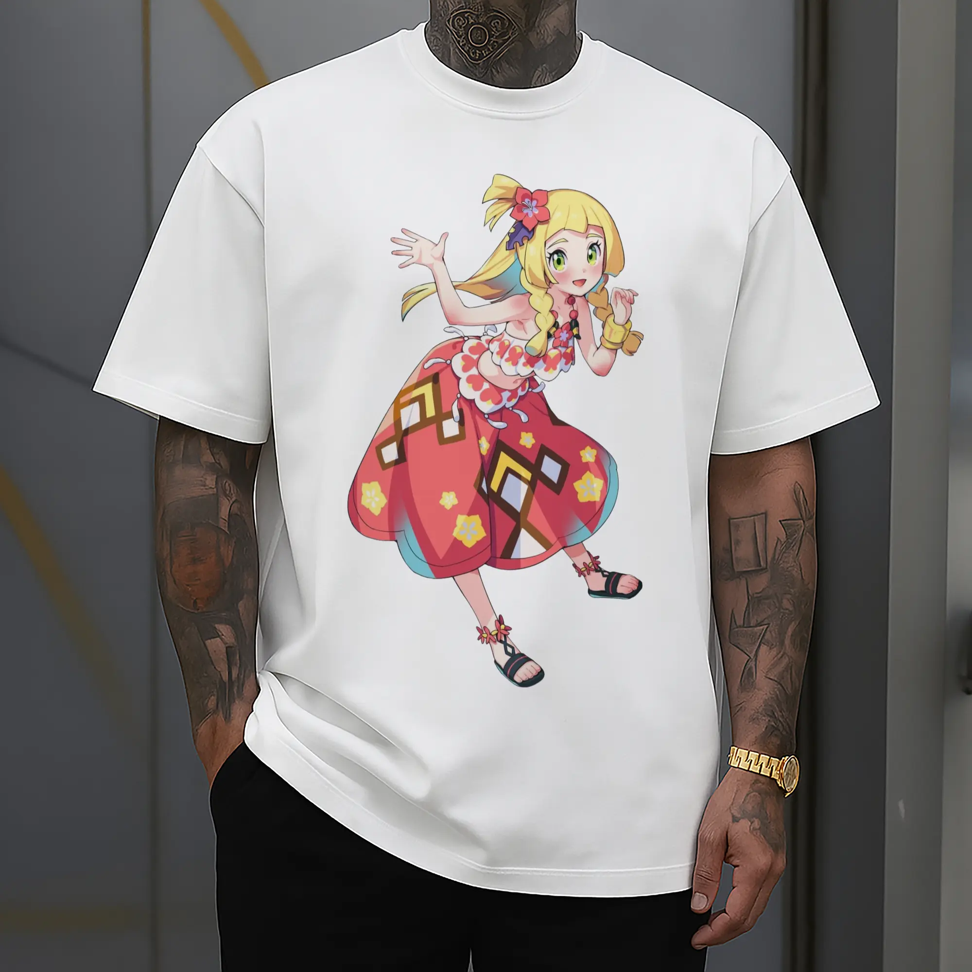 girl Lillie Pokemon graphic T-Shirts