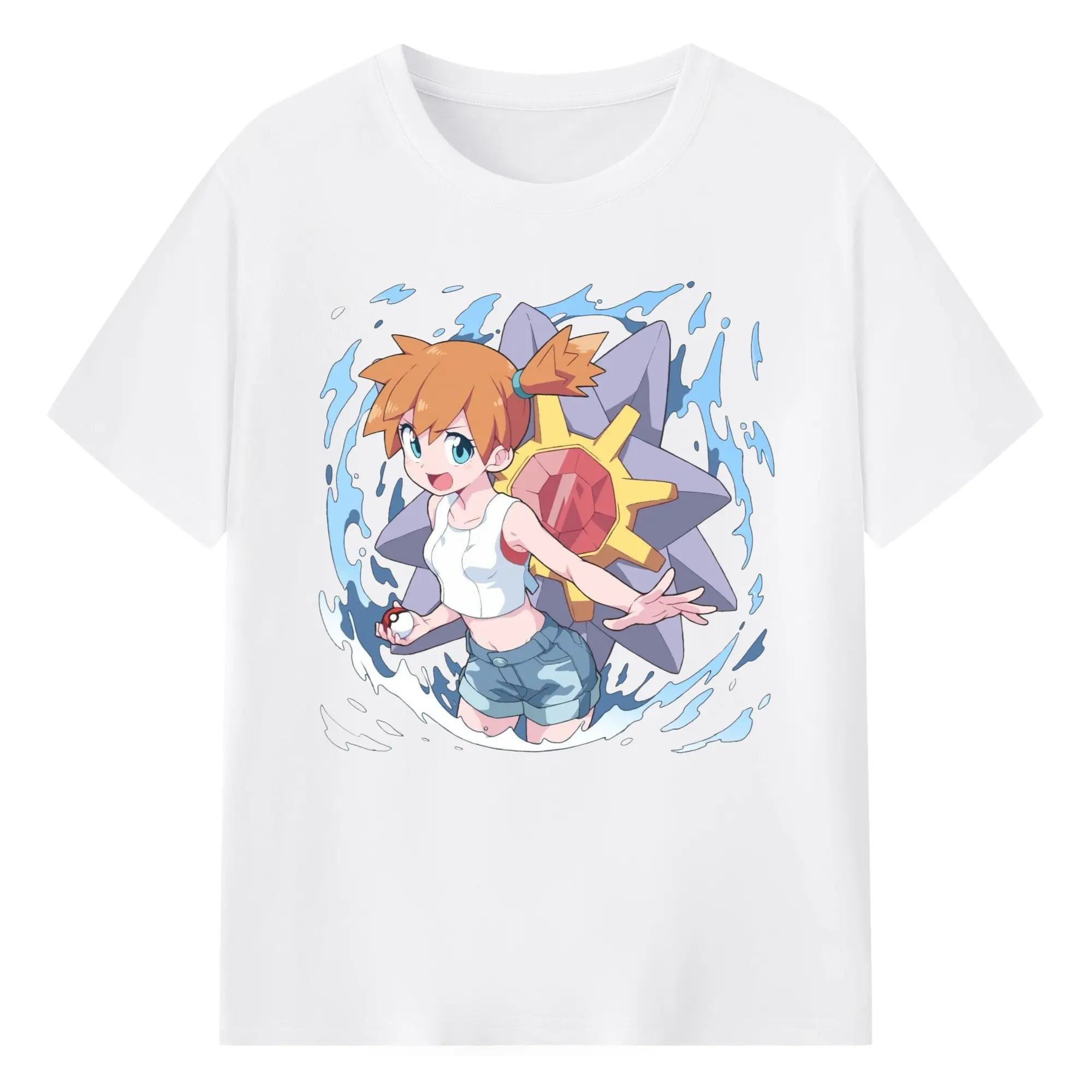 Misty pokemon graphic tee - 180g Cotton T-Shirt With Front Heat Transfer Print – Soft, Lightweight, Fitted Design – Comfortable Casual Wear For Sports & Everyday Use