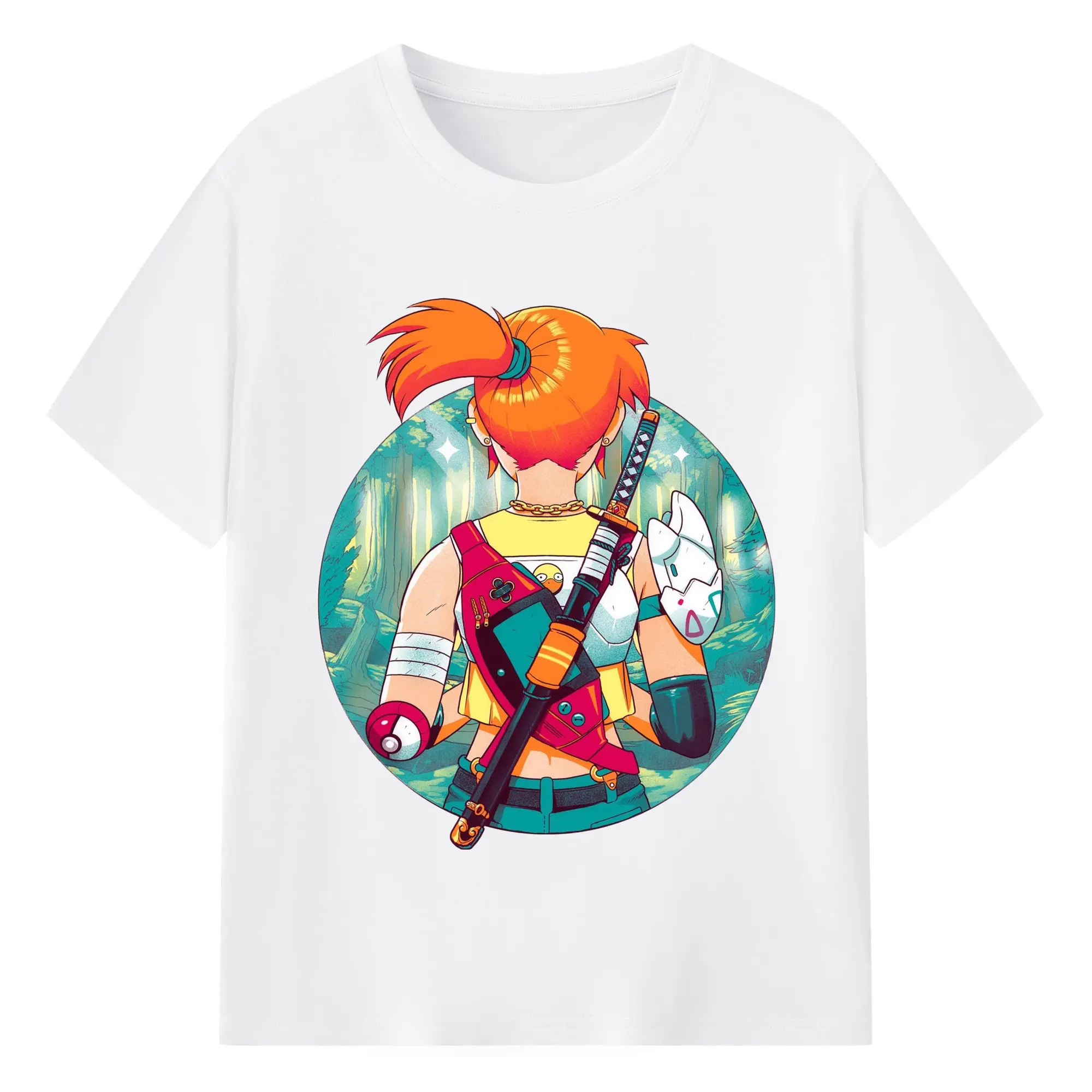 Misty Pokemon T-Shirts - 180g Cotton T-Shirt With Front Heat Transfer Print – Soft, Lightweight, Fitted Design – Comfortable Casual Wear For Sports & Everyday Use