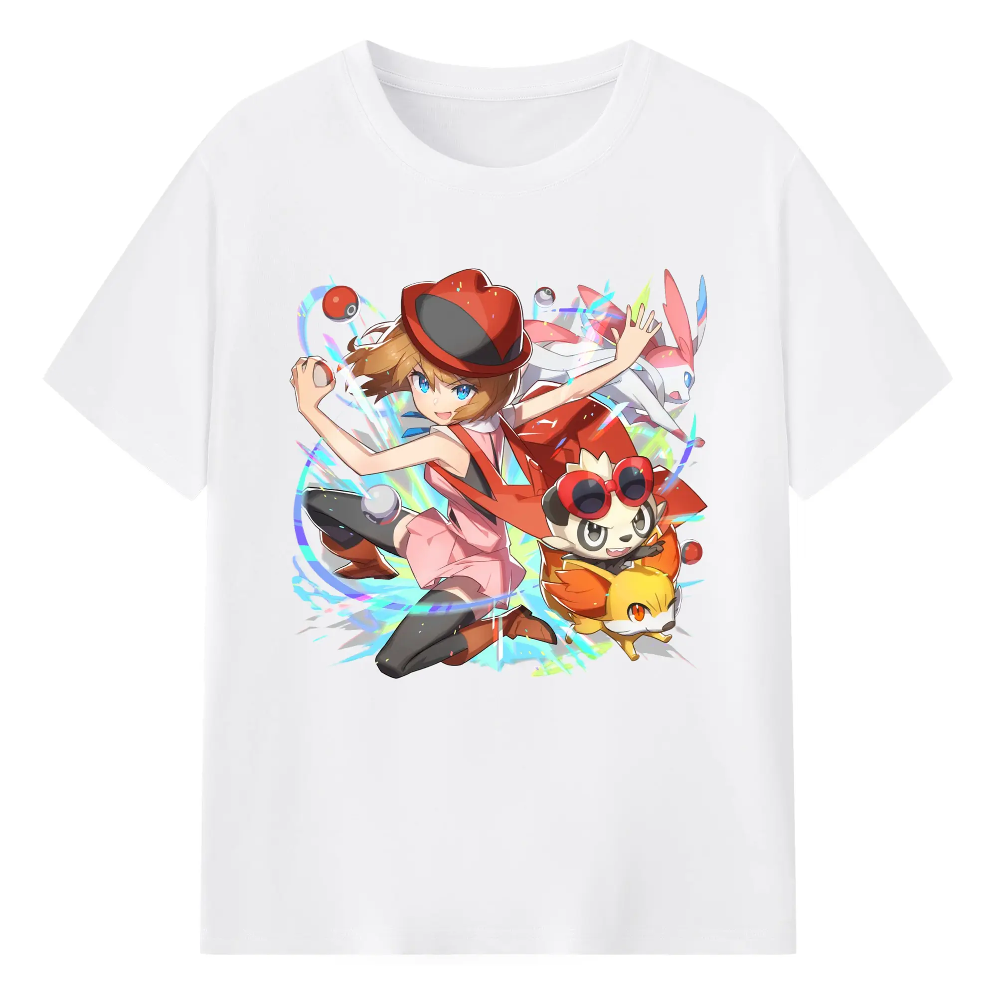 Pokemon Serena Men's T-Shirts - 180g Cotton T-Shirt With Front Heat Transfer Print – Soft, Lightweight, Fitted Design – Comfortable Casual Wear For Sports & Everyday Use