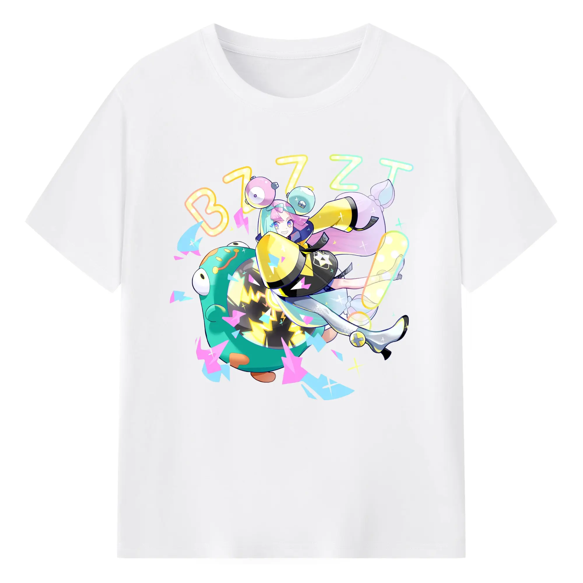 Iono Pokemon graphic Tee - 180g Cotton T-Shirt With Front Heat Transfer Print – Soft, Lightweight, Fitted Design – Comfortable Casual Wear For Sports & Everyday Use