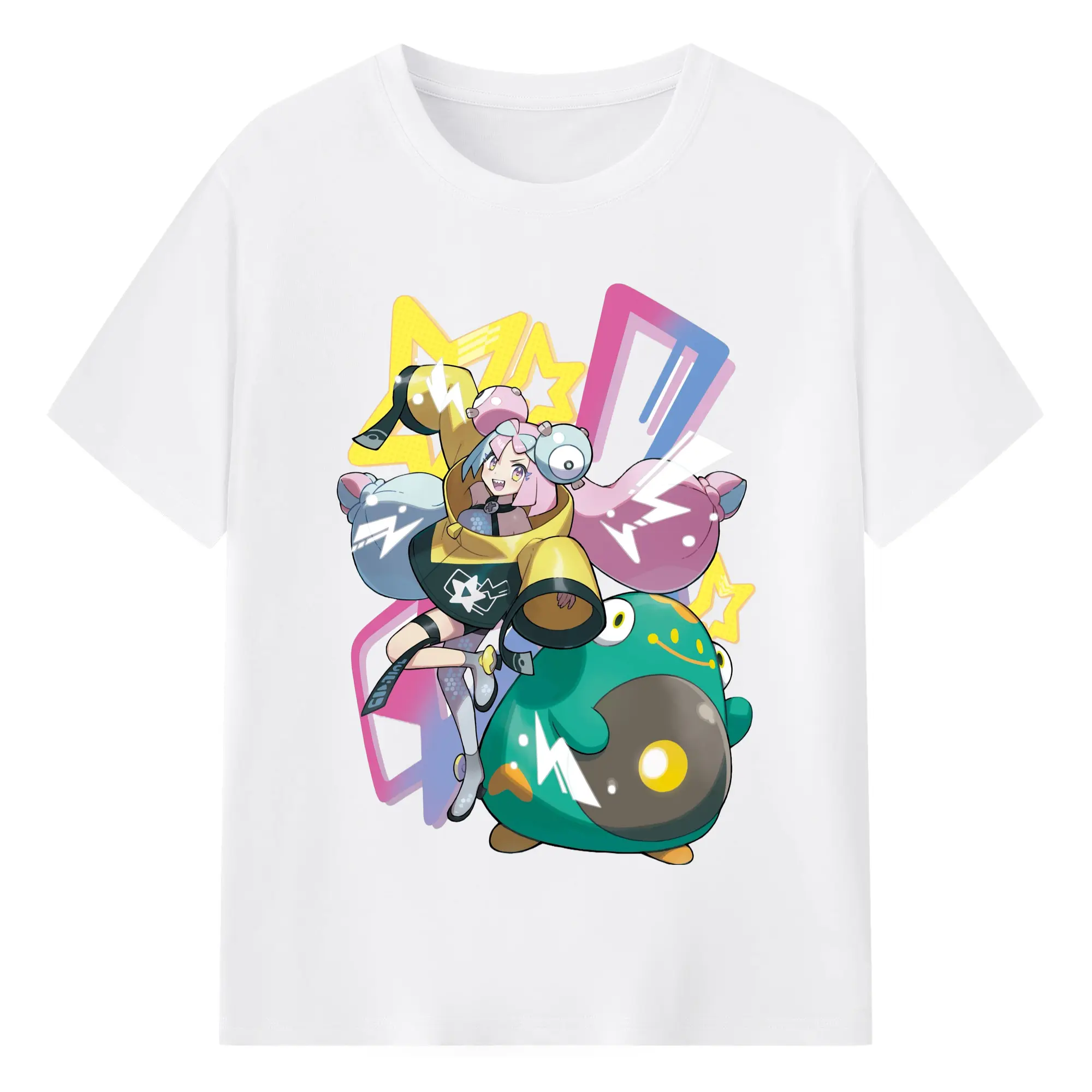 Iono Pokemon graphic T-Shirt - 180g Cotton T-Shirt With Front Heat Transfer Print – Soft, Lightweight, Fitted Design – Comfortable Casual Wear For Sports & Everyday Use