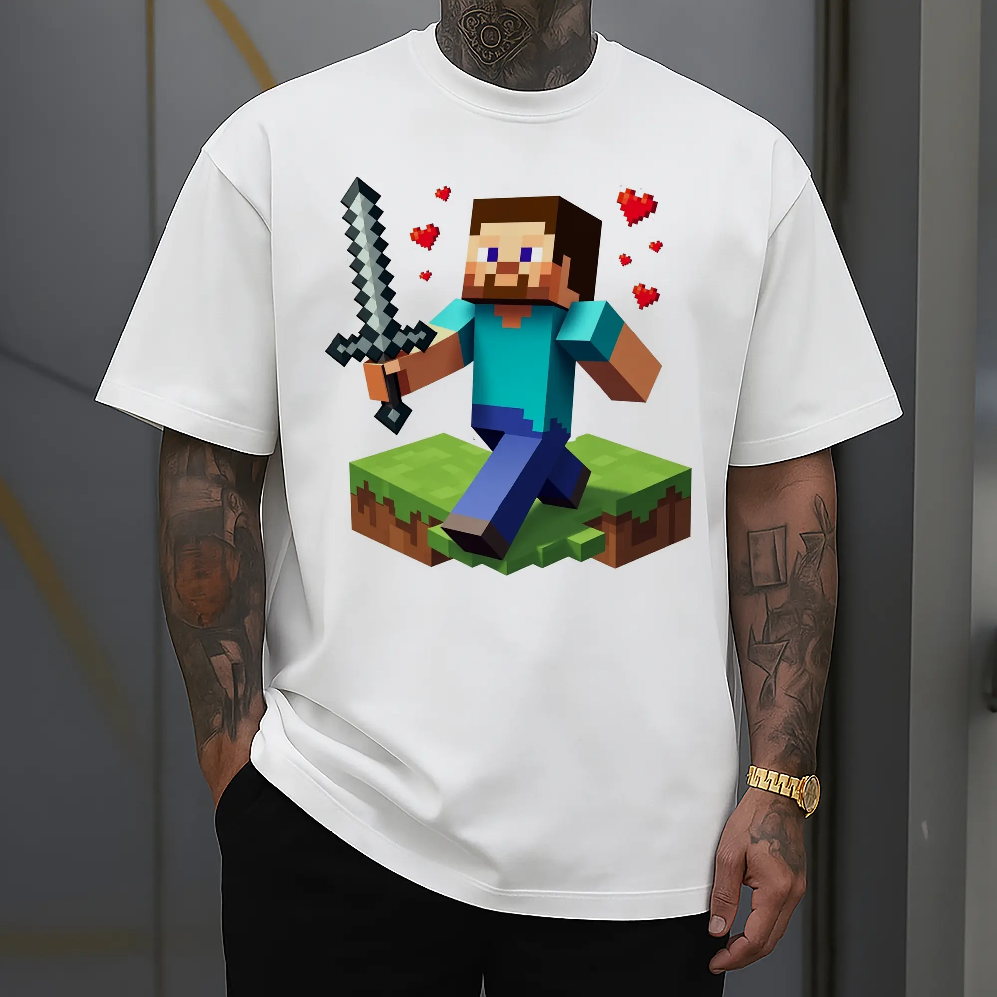minecraft steve art shirt