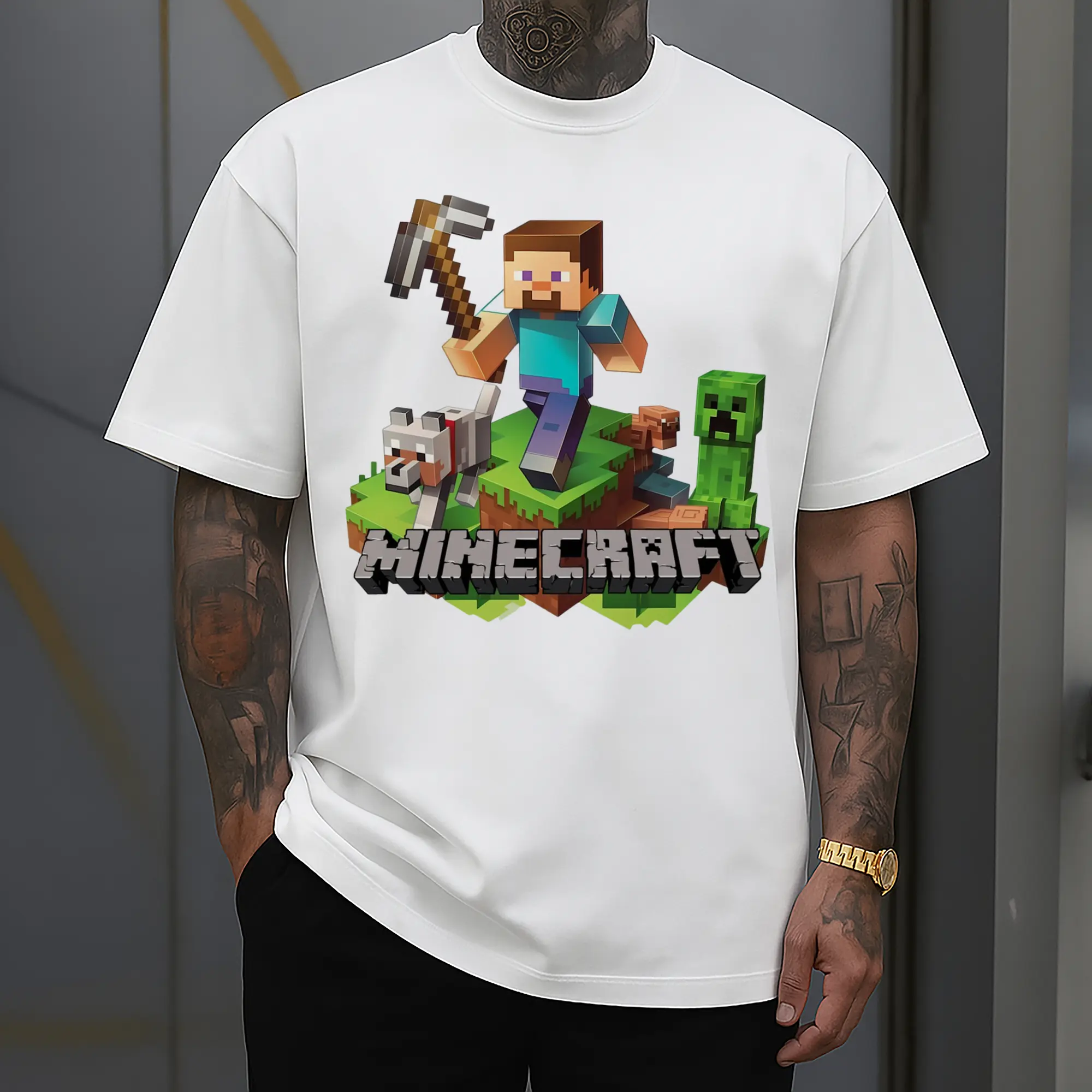 minecraft steve classic graphic tee
