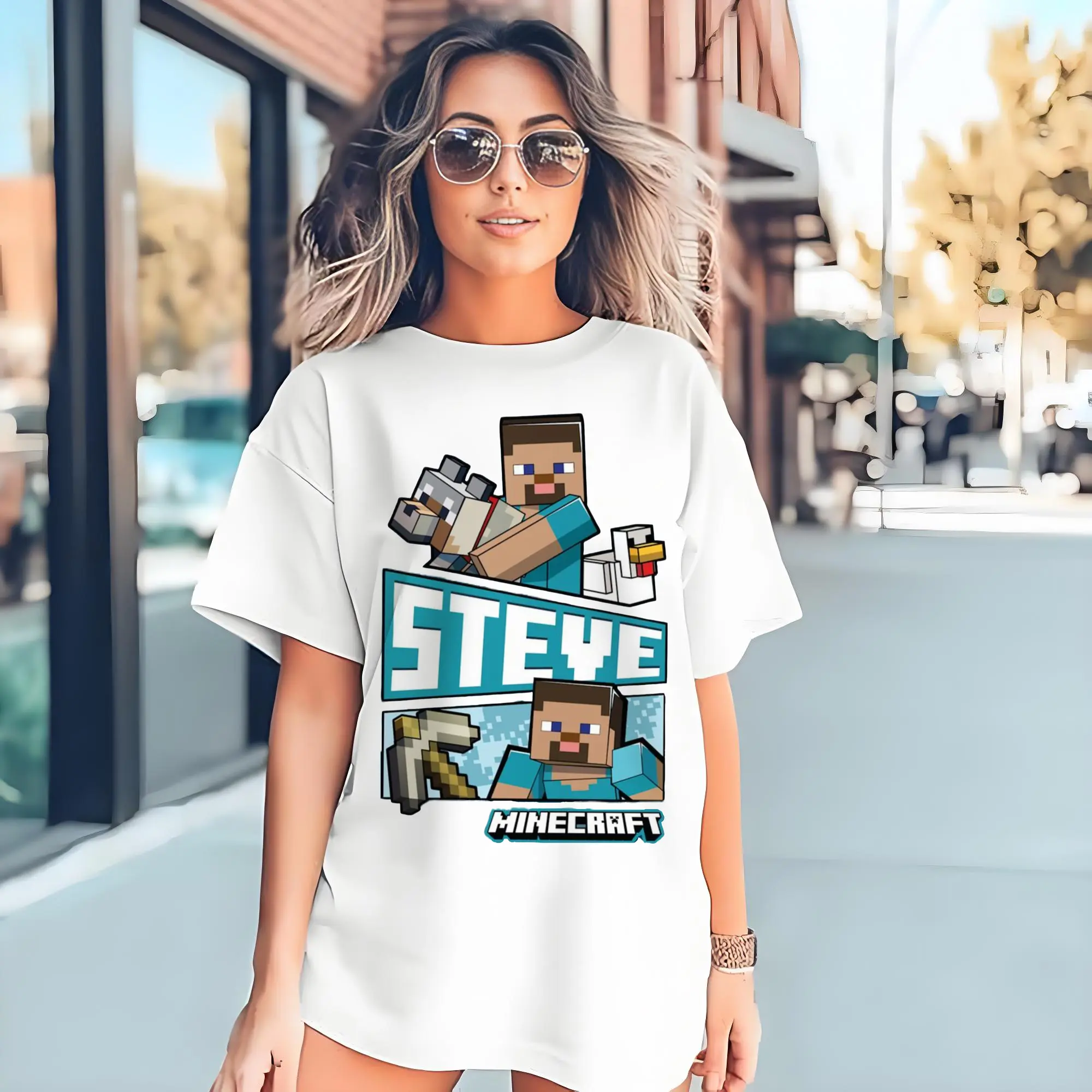 minecraft steve collage shirt